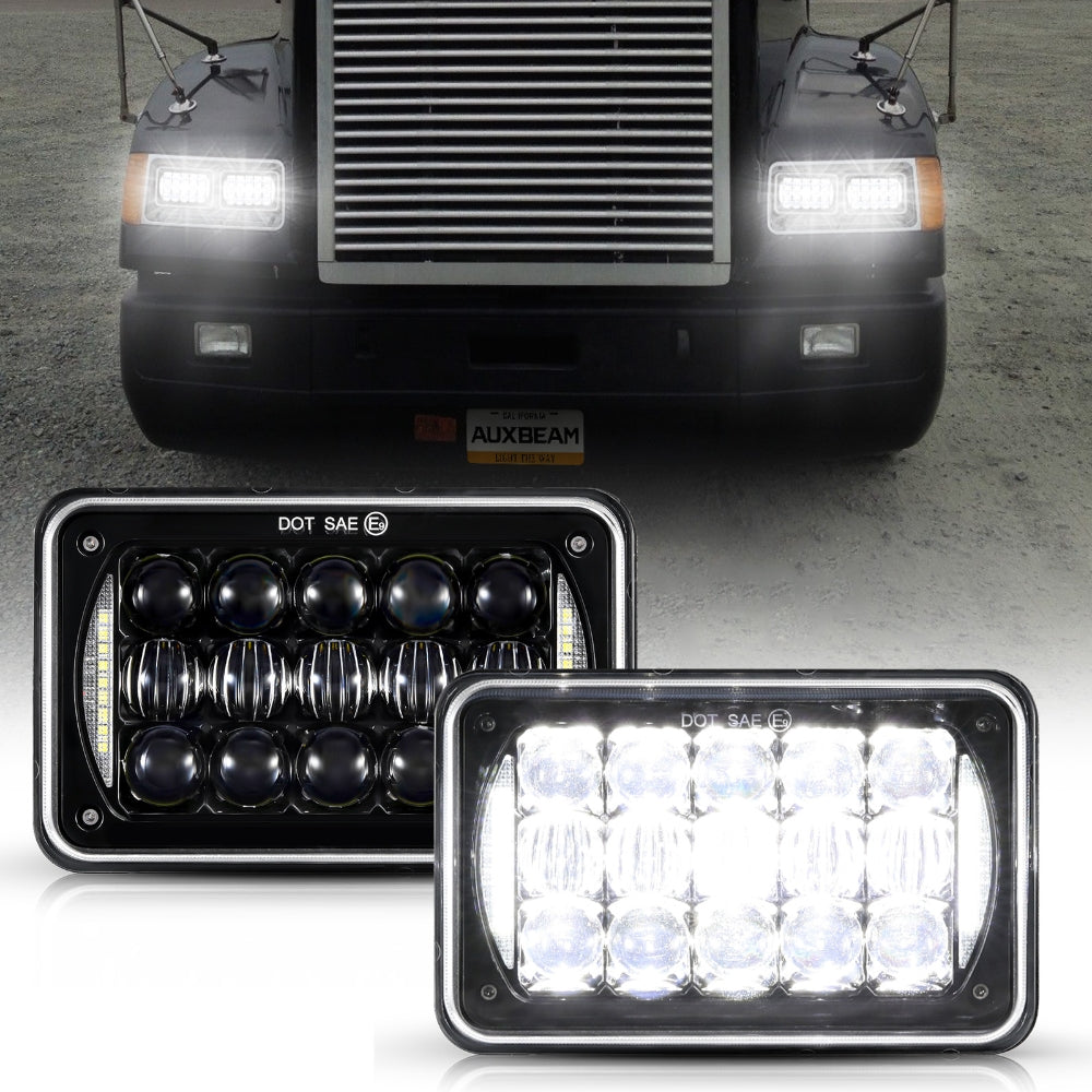 4x6 LED Headlights Rectangular Headlamps Hi/Lo Sealed Beam with DRL DO