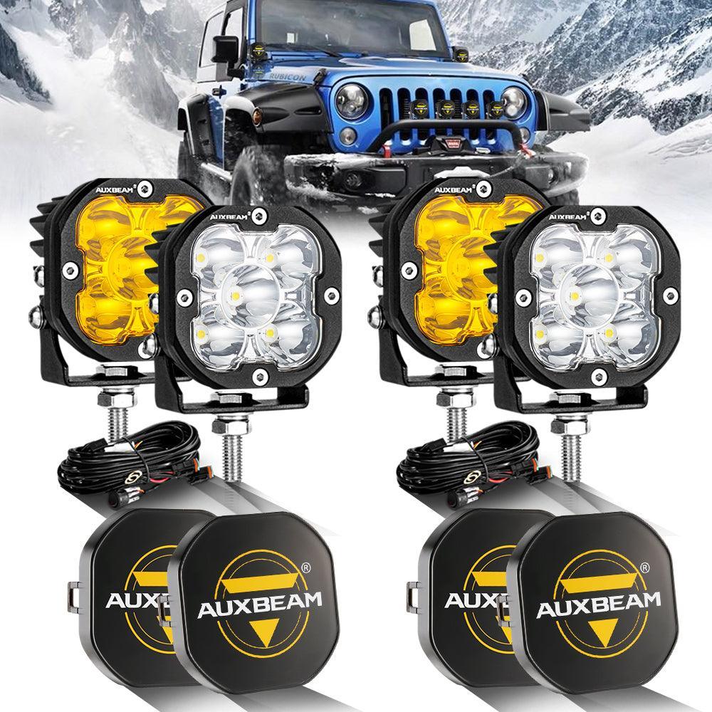 AUXBEAM 3 LED Work Light Bar Spot Pods Driving Fog Lamp DRL & Amber Turn Signal AUXBEAM 3 LED Work Light Bar Spot Pods Driving Fog Lamp DRL & Amber Turn Signal