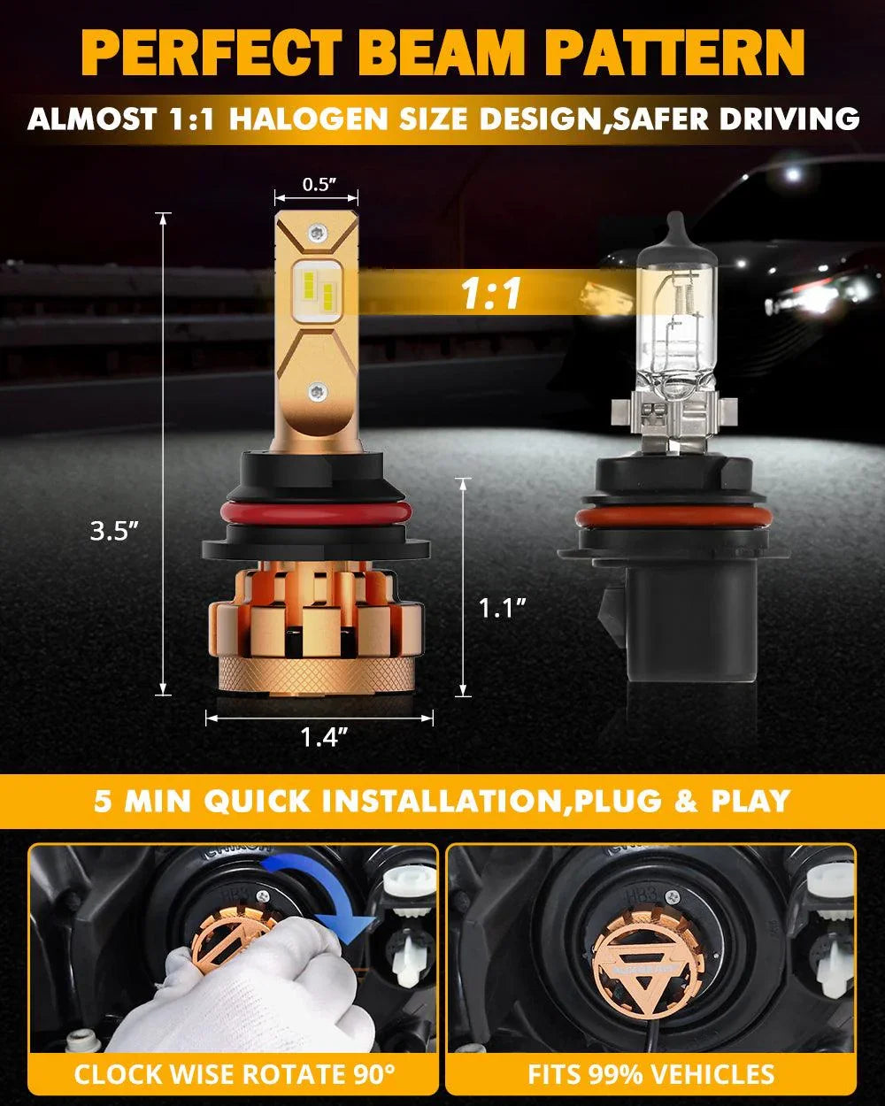 Auxbeam® 9007 18000LM F-16 Plus Series led headlight bulb
