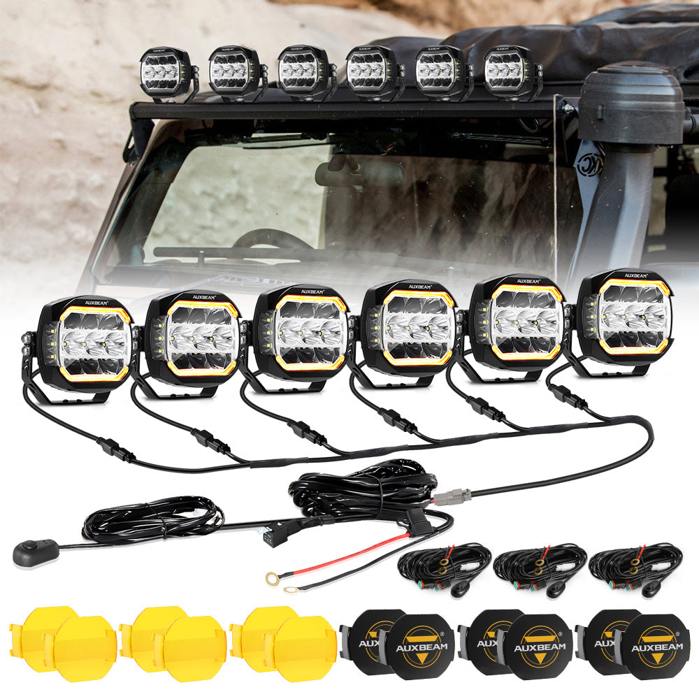 XP-ULTRA Series 5 Inch 174W LED Side Shooter Pod Lights with White DRL