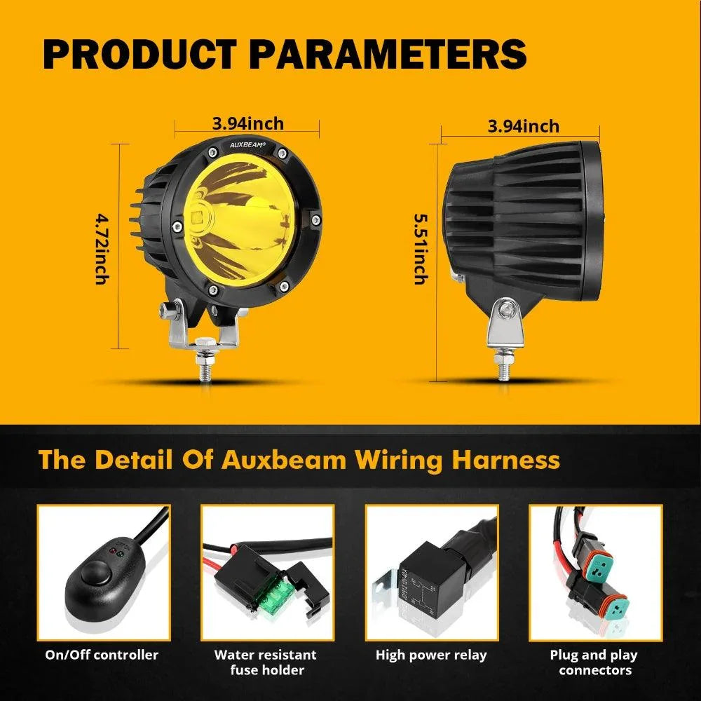 Auxbeam® 4 inch 72W round led pods | off road pod lights for trucks