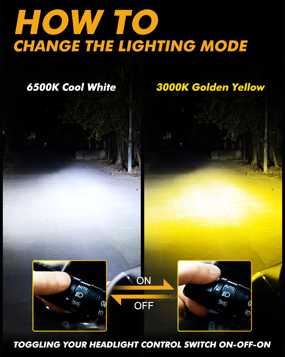 Auxbeam® High power 25000LM led headlight bulbs | dual color led