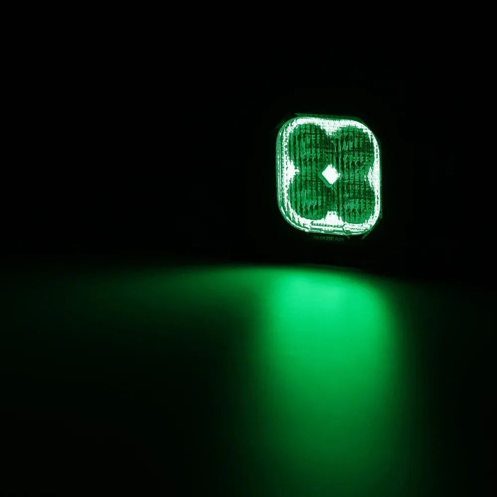 Pair Of 4" Green Triple-Row LED Off-Road Lights – Spot/Flood Combo Beam (100W, IP67 Waterproof)