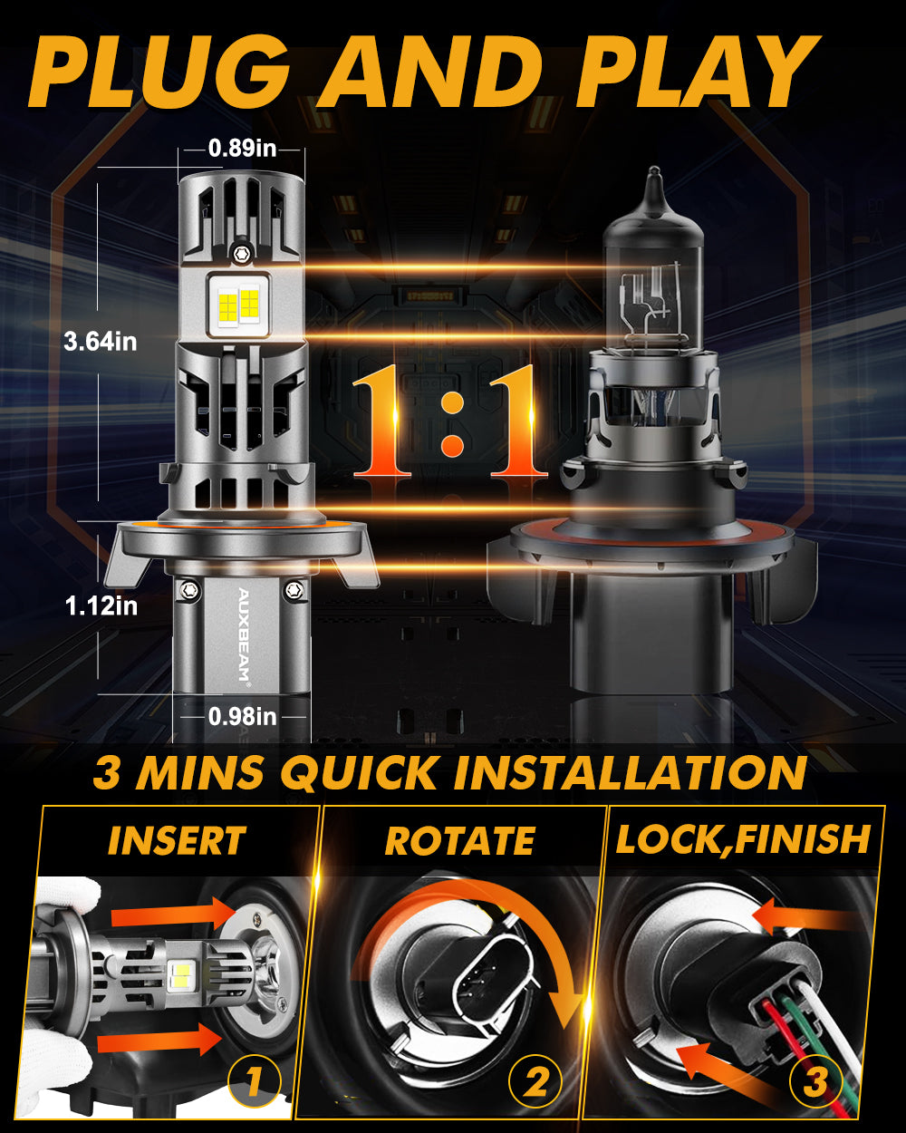 H13 9008 LED Headlights Hi-Lo Beam Bulb 200W Bright 6500K Conversion - Foto 6