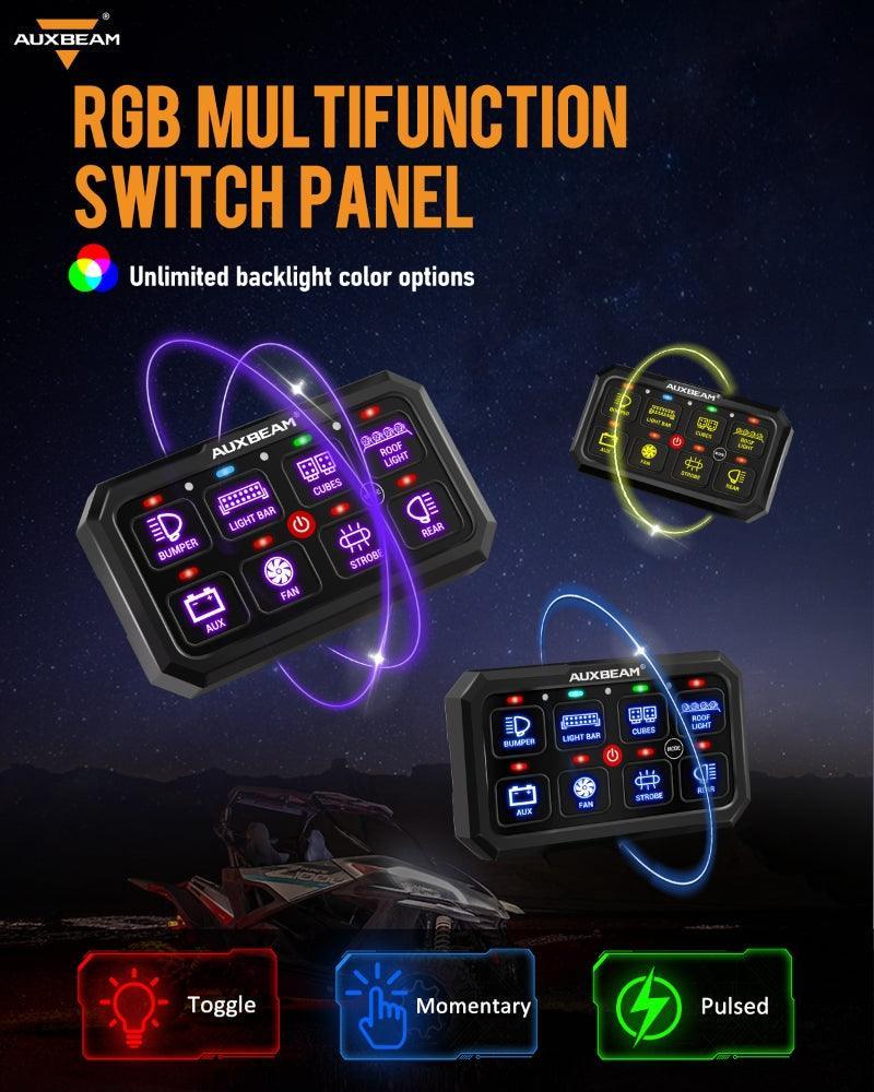 Auxbeam® RB80 XL RGB Switch Panel with APP, Toggle/ Momentary