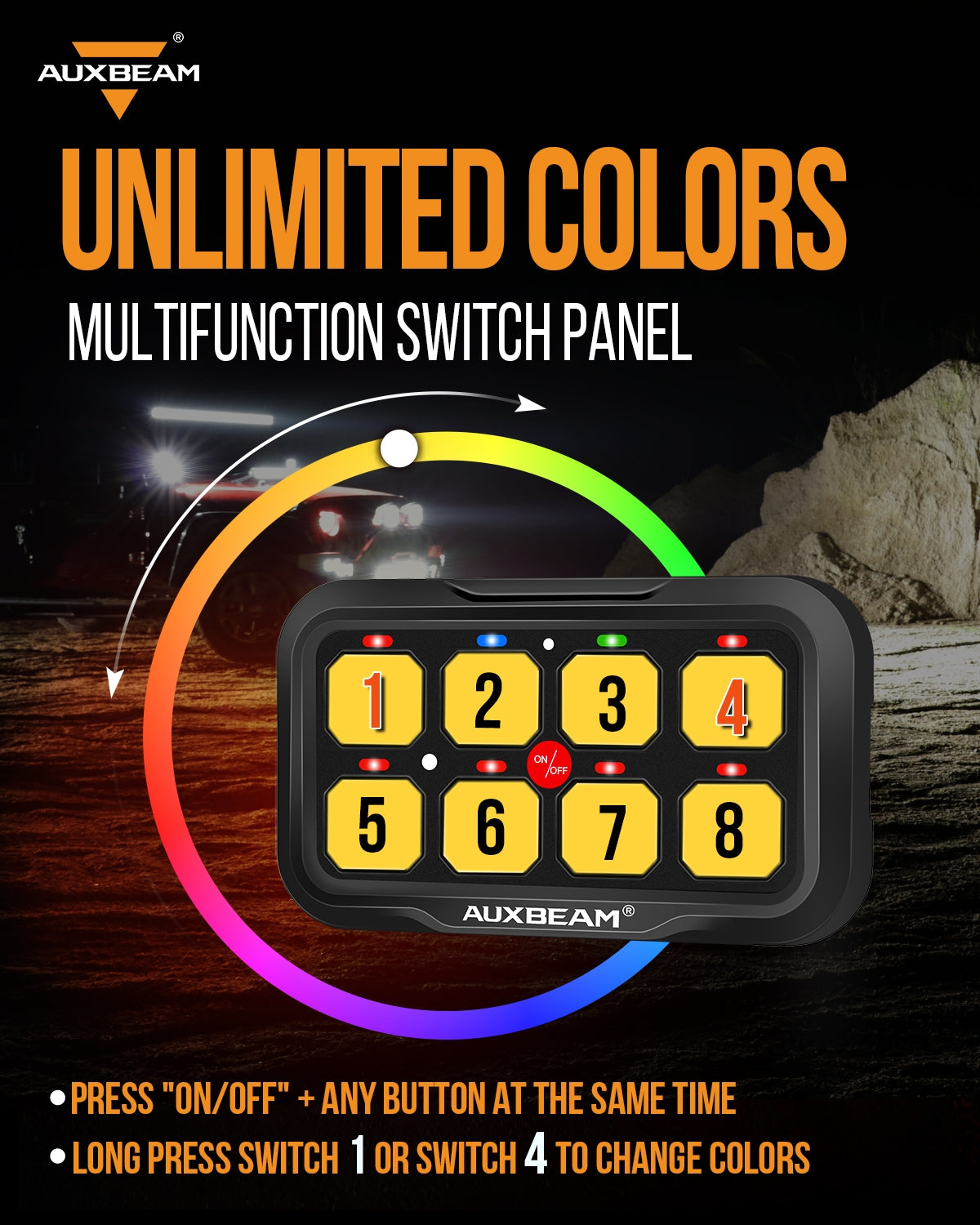 RGB Series 8 Gang LED Switch Panel,Off Road Light Controller