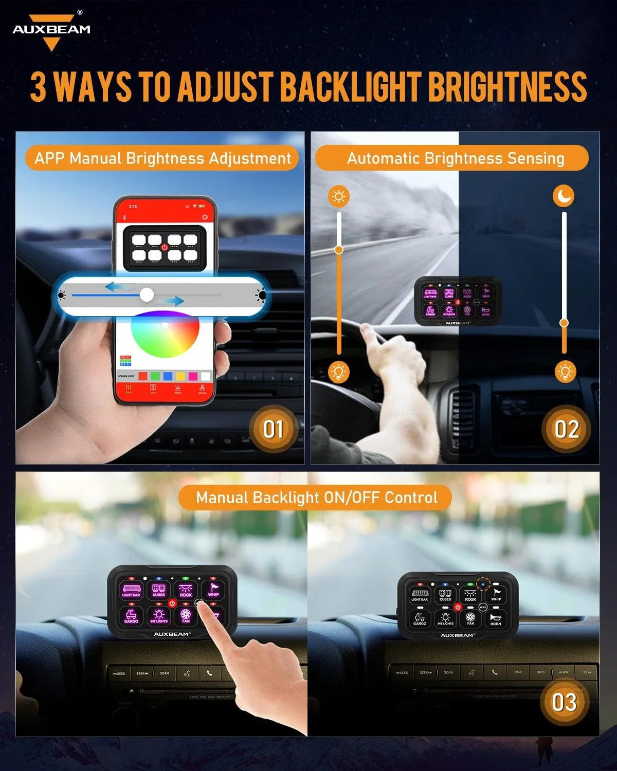 Auxbeam® AC-800 RGB Switch Panel with APP&Remote Control