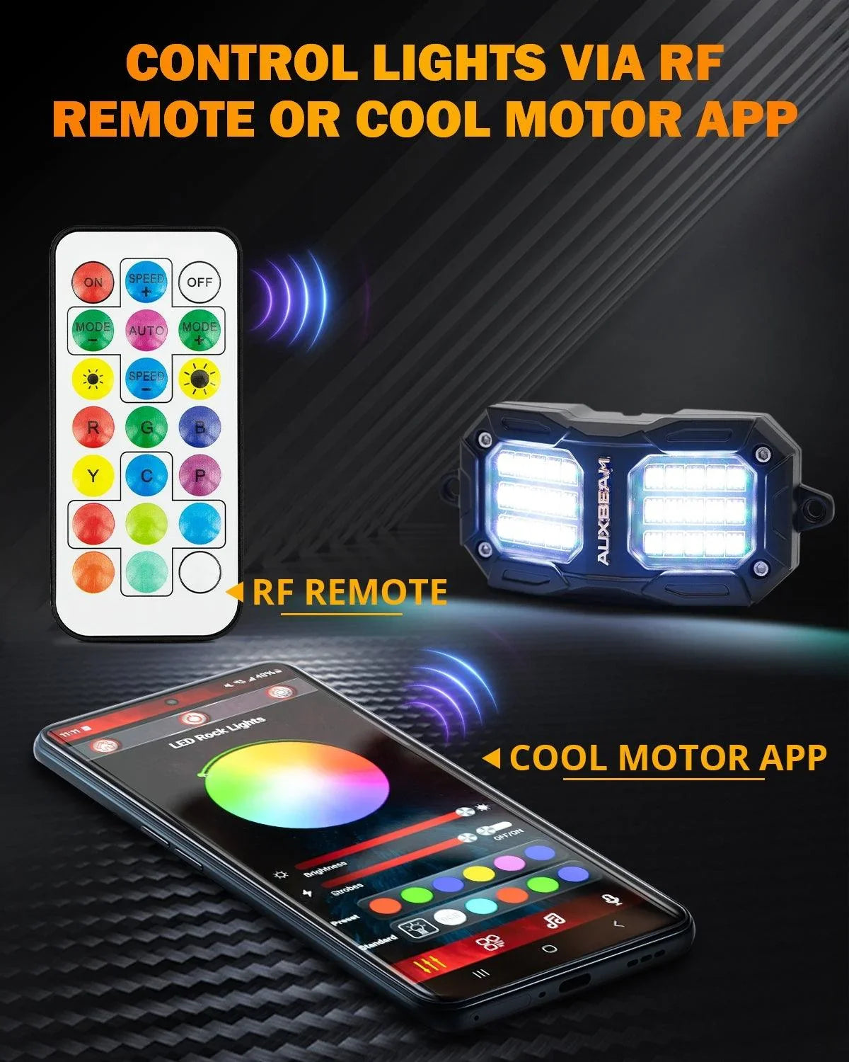 AUTOXBERT 12-Pod RGB LED Rock Lights Kit – App Controlled, Music Mode, Multi-Color Underglow