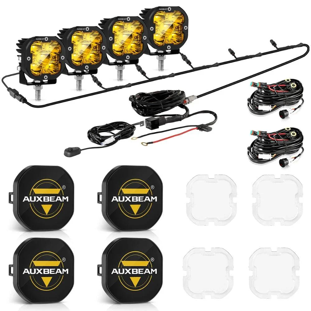 Auxbeam 3 Inch RGBW LED Pod Lights, 116W Off Road Light 7 RGB