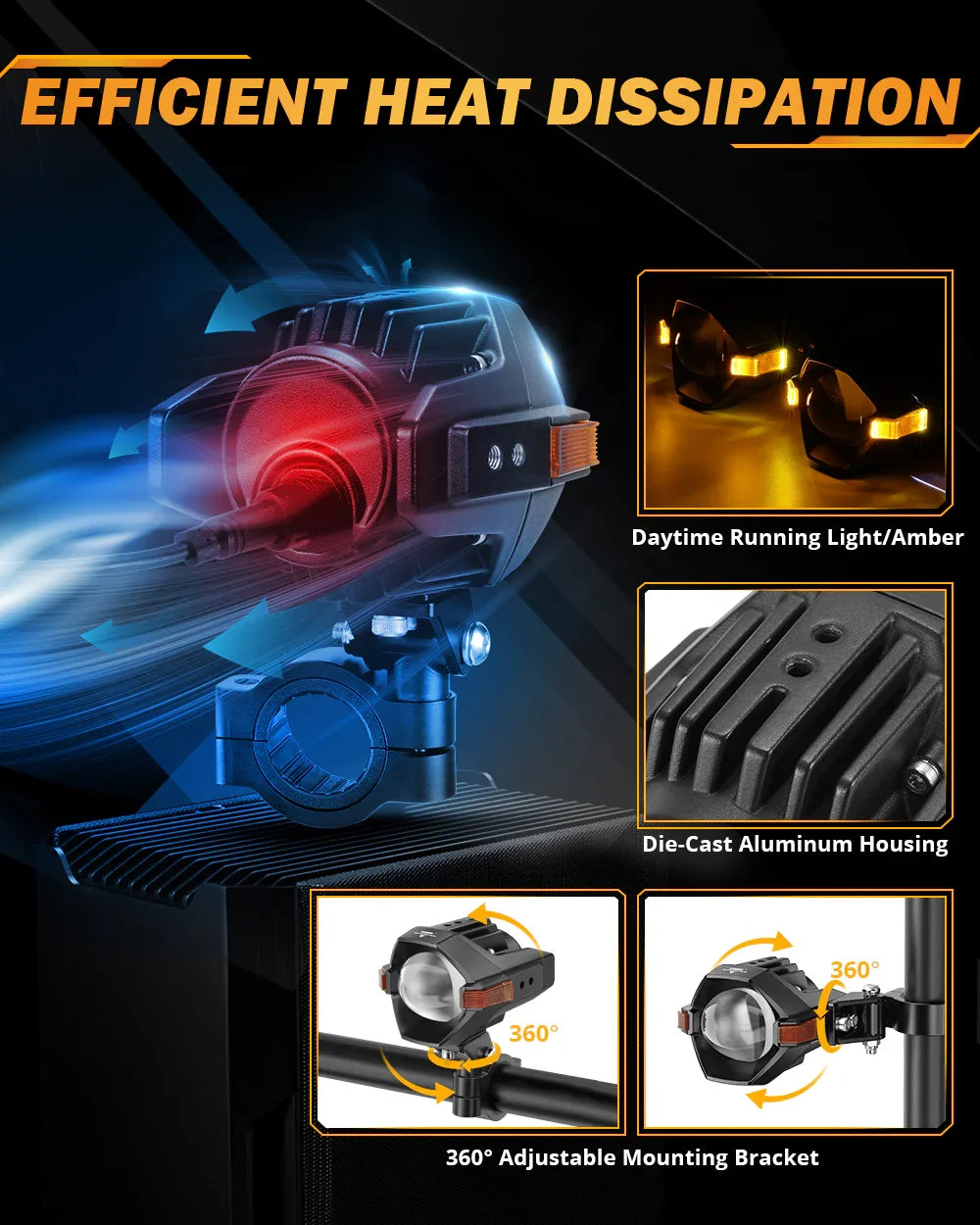 2023 KTM 890 Adventure Motorcycle LED Spotlight Light 3+5 Light Modes