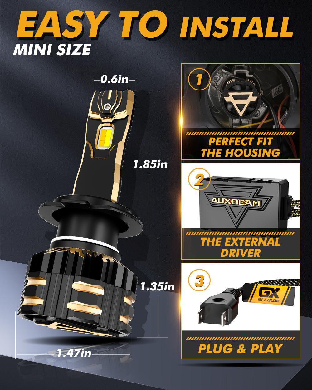 Auxbeam® H7 led headlight bulb | high power dual color led