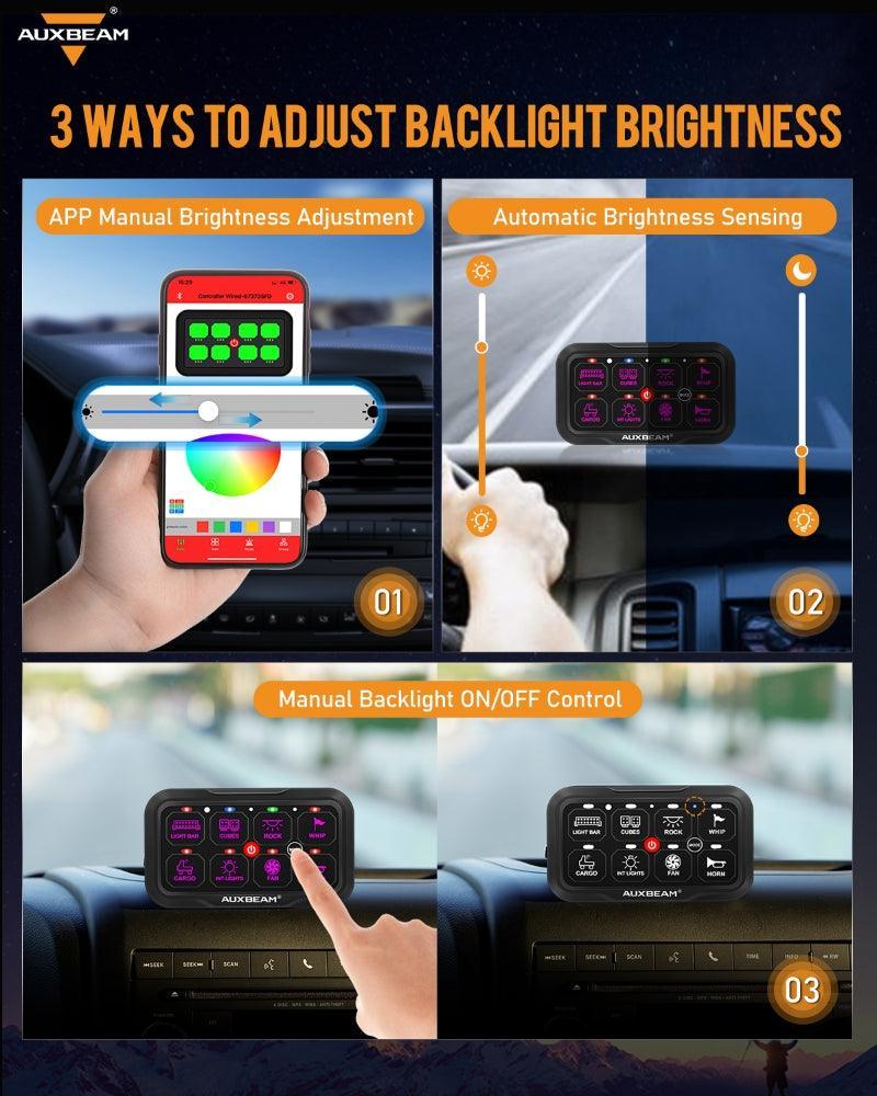 8 Gang Switch Panel for Truck, Wireless Off Road Light Bar Controller