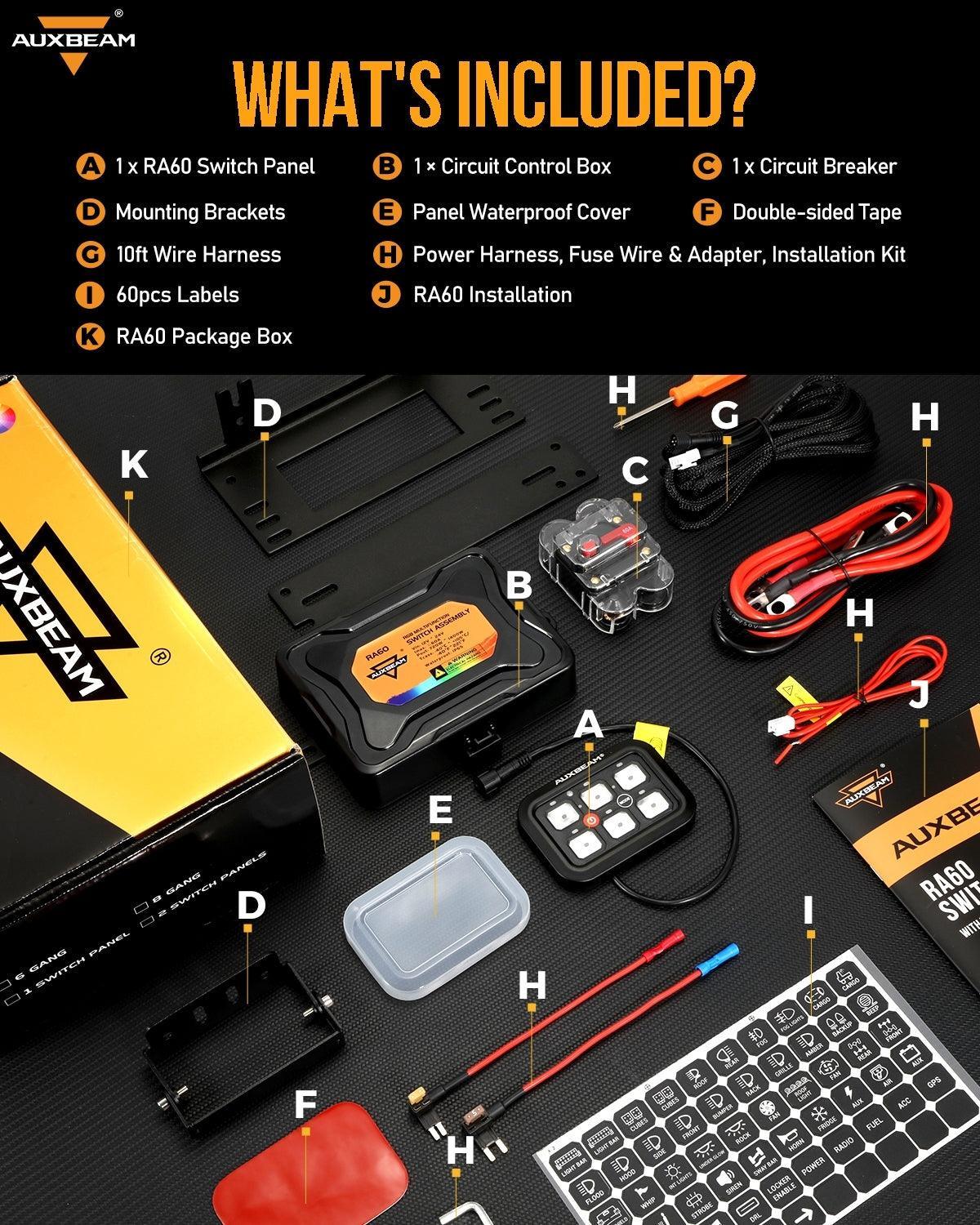 Auxbeam® RA60 RGB Switch Panel, Toggle/ Momentary/ Pulsed Mode