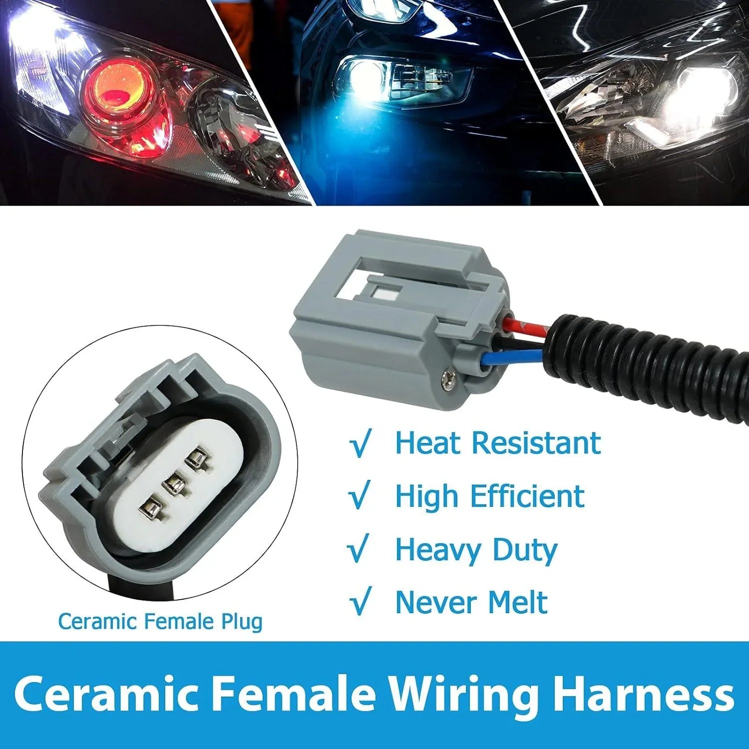 Headlight Adapter 9007 LED Headlight Socket Female Adapter Wiring Harness Connector for