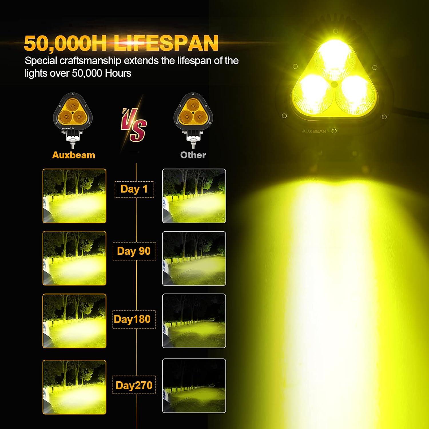 T4 Series | 4 Inch 90W Triangle Spot Amber LED Pods Lights