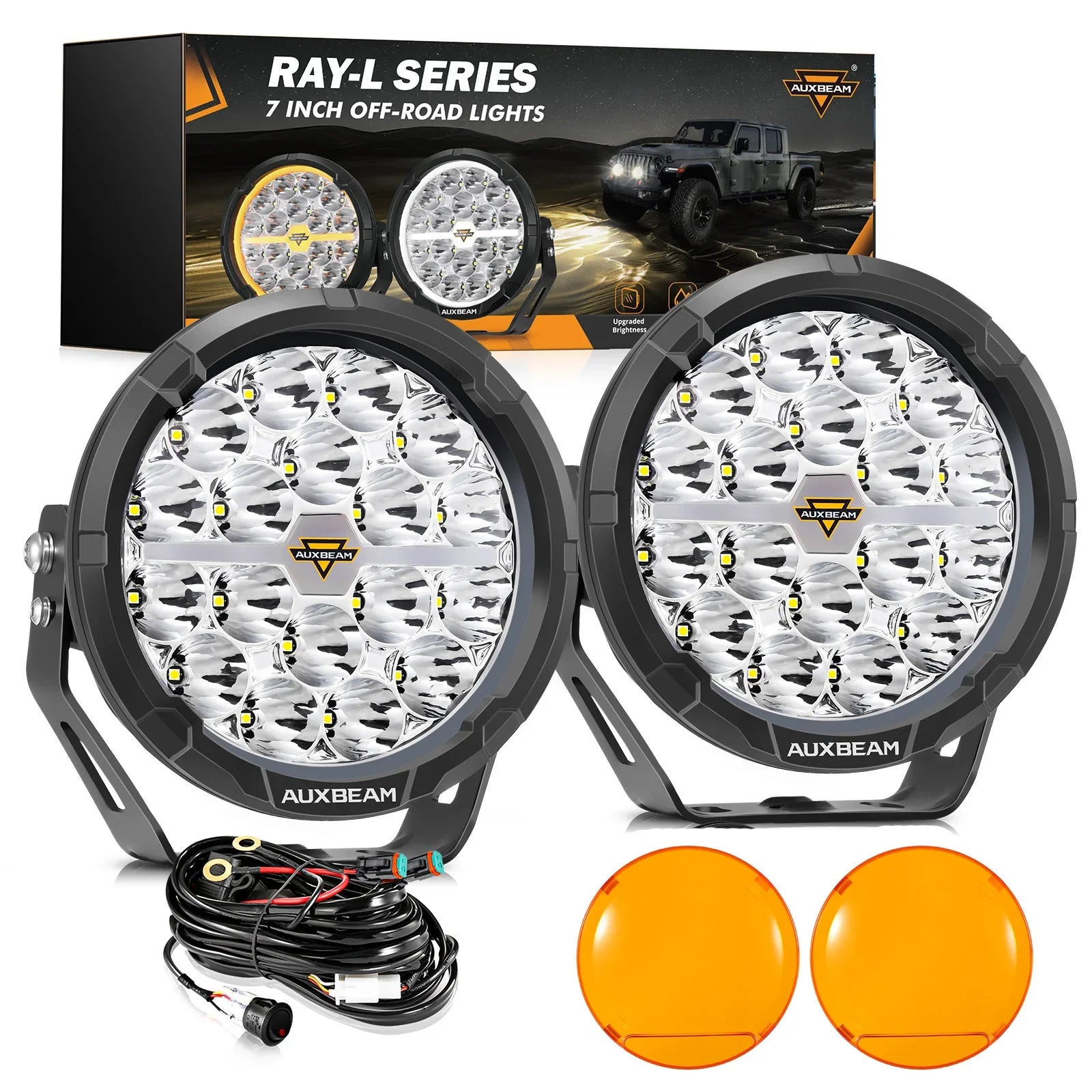Auxbeam® RAY-L Series 7 Inch 240W 25800LM Dual DRL Offroad LED