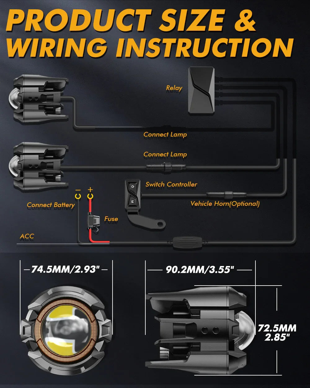 2023 BMW R 1250 GS Motorcycle LED Spotlight Light 3+5 Light Modes
