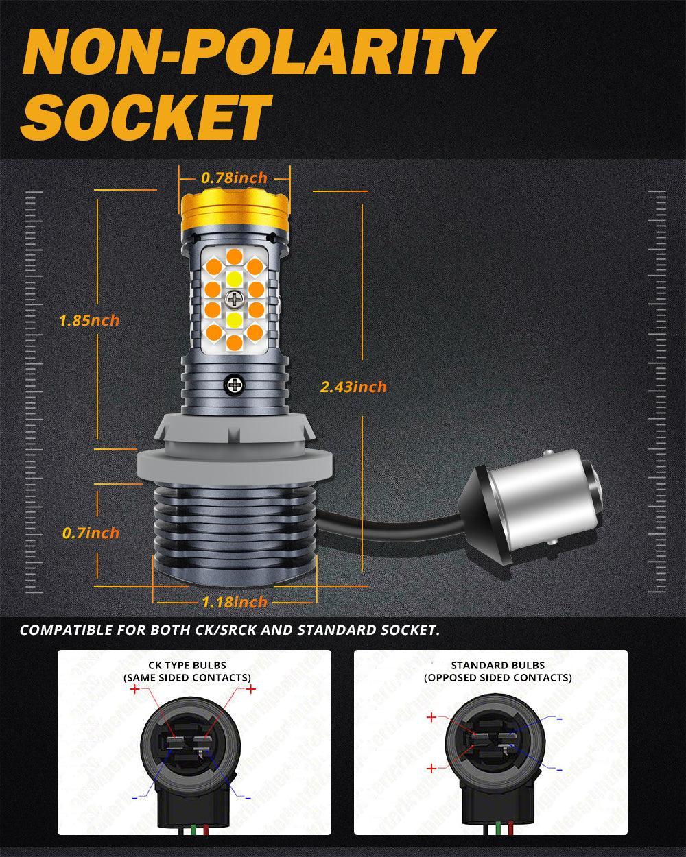 🆕1157 White&Amber Switchback Bake/Reverse/Tail Light LED Bulbs