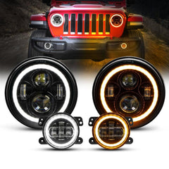 2007-2018 Jeep Wrangler JK LED Fog Lights With Yellow DRL