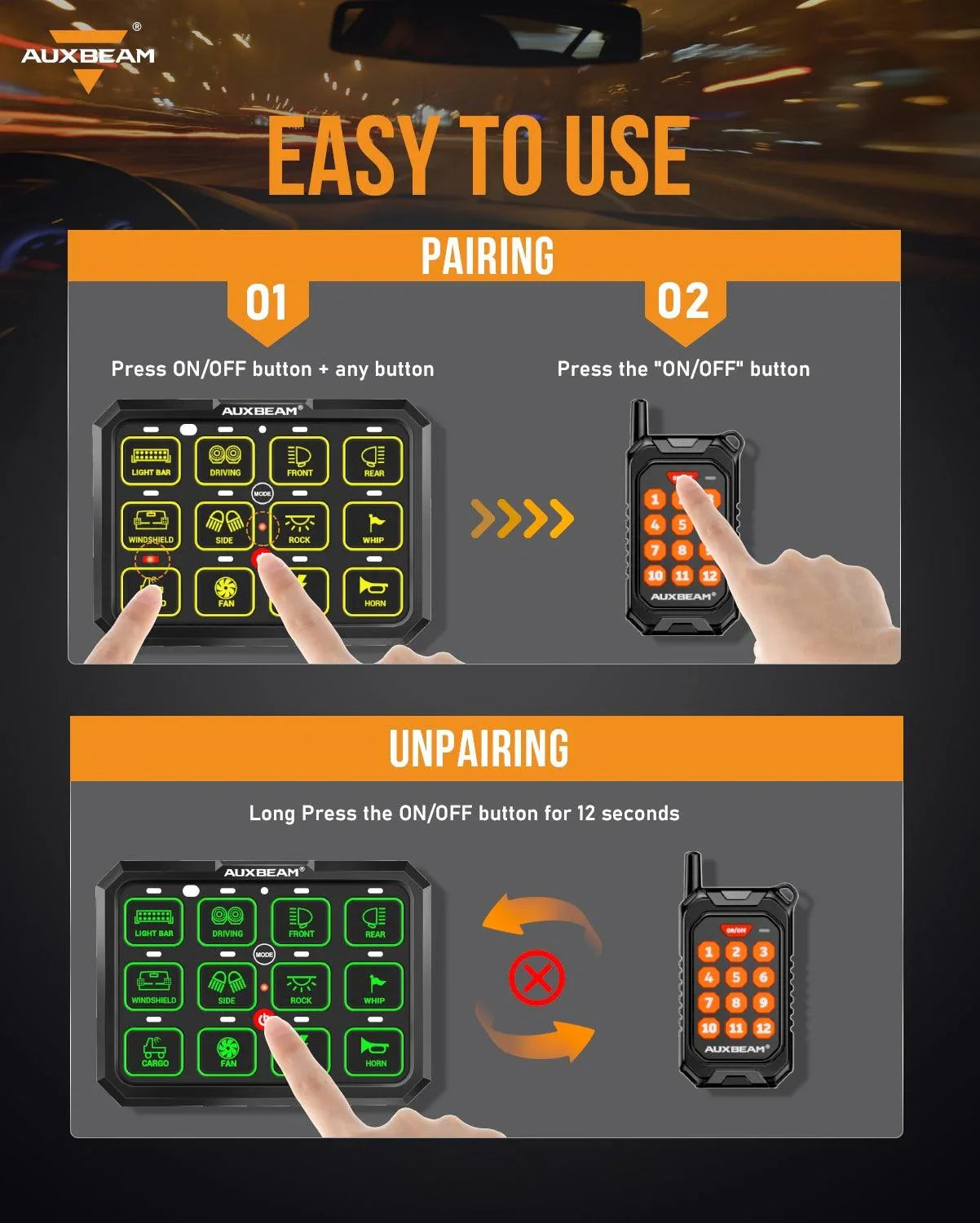 Auxbeam® AC-1200 RGB Switch Panel with APP&Remote Control