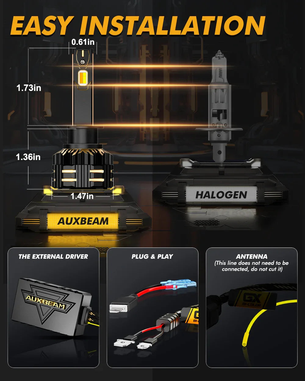 Auxbeam® H1 led headlight bulb | with app control via Bluetooth & dual ...