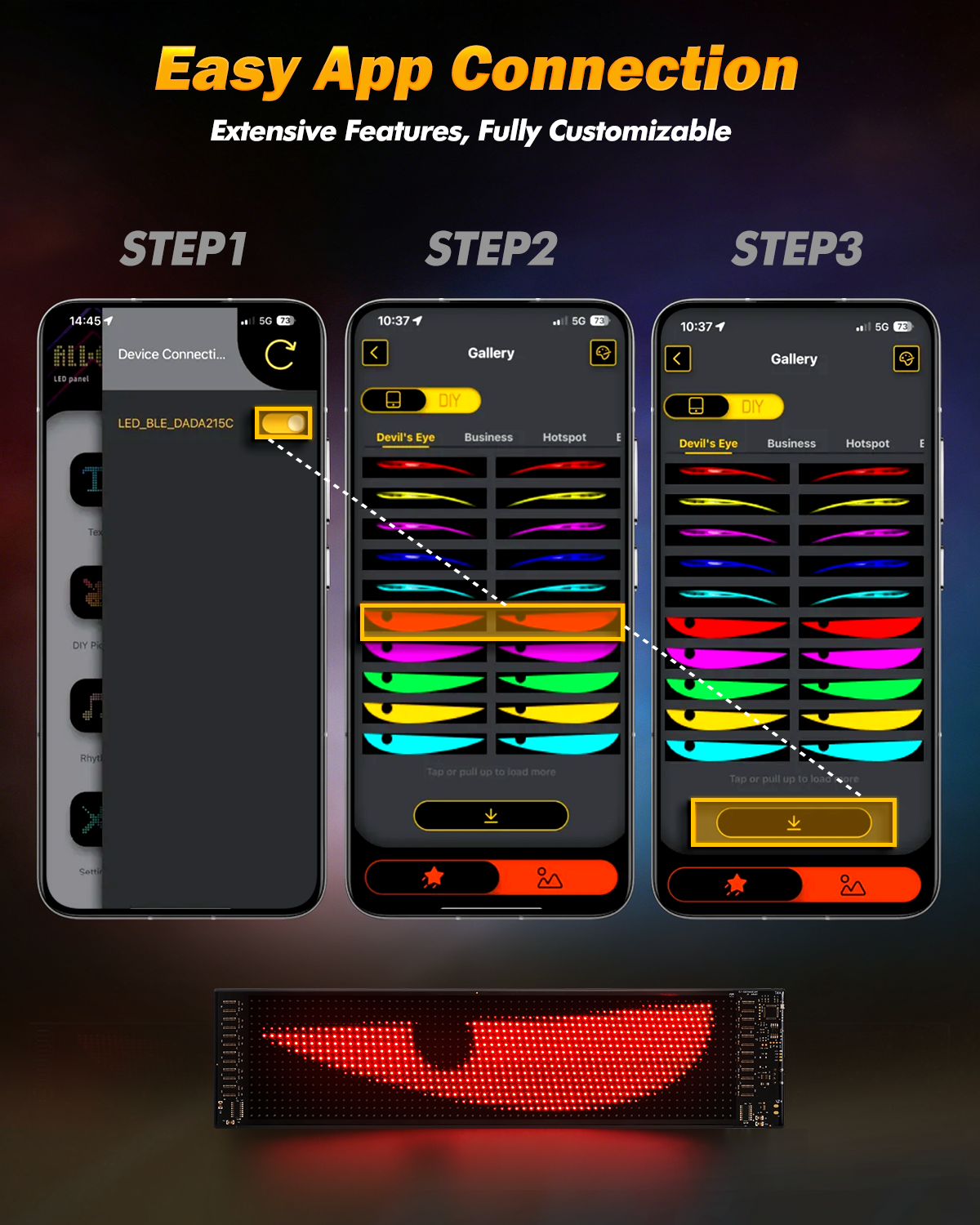 Programmable Car Led Screen 🆕 Single Pack LED Flexible Programmable Car Screen Light USB APP Contr