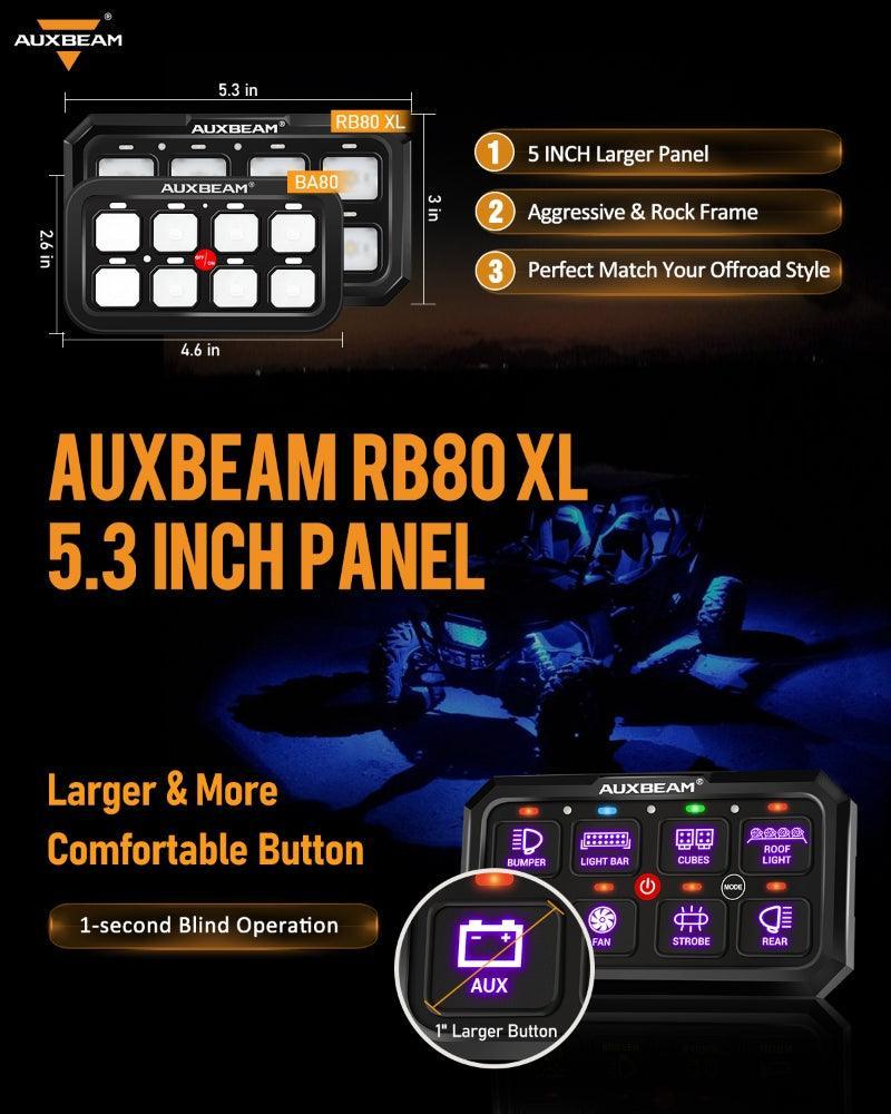 Auxbeam® RB80 XL RGB Switch Panel with APP, Toggle/ Momentary