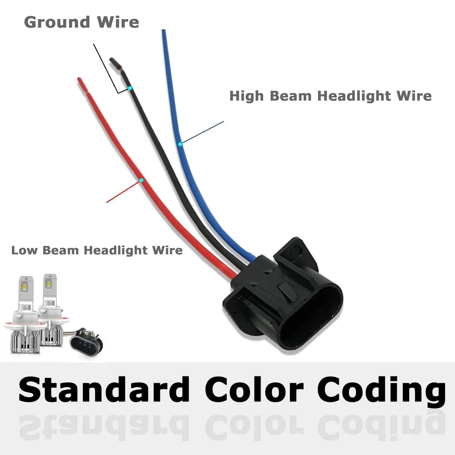H13 LED Headlight Socket Male & Female Adapter Wiring Harness Connecto