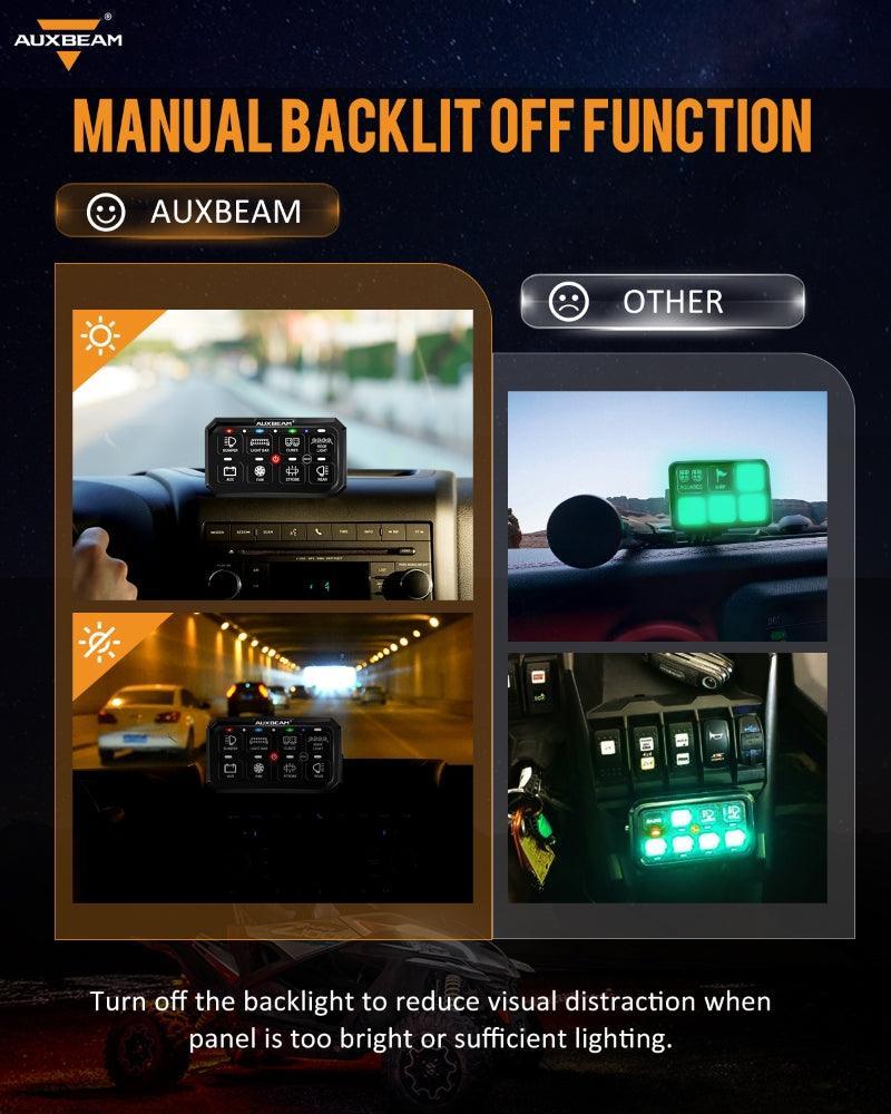 Auxbeam® RB80 XL RGB Switch Panel with APP, Toggle/ Momentary