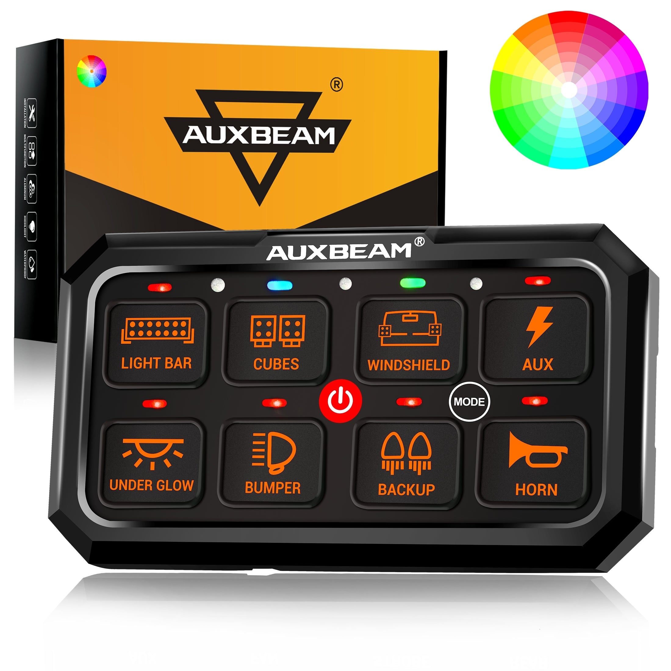 Auxbeam 8 Gang Switch Panel | Off Road Light Controller for