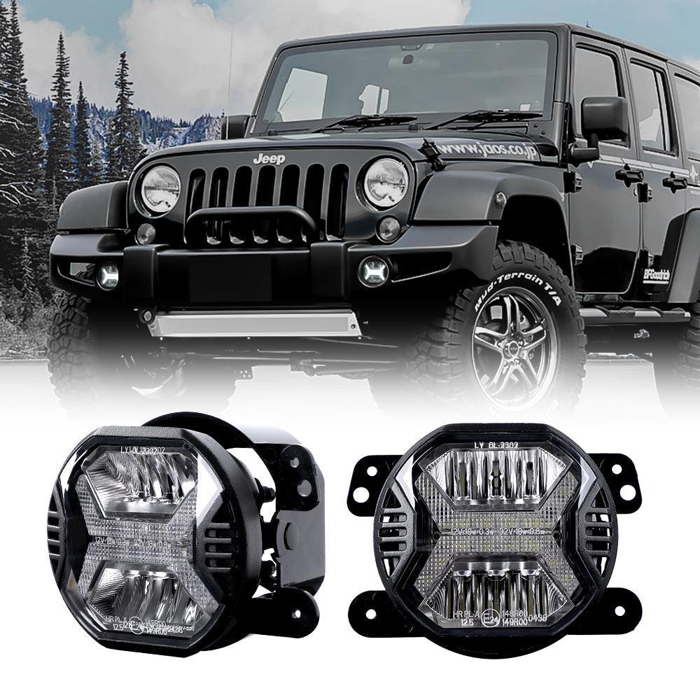 Auxbeam® 4 Inch LED Fog Lights with White DRL for Jeep Wrangler JK