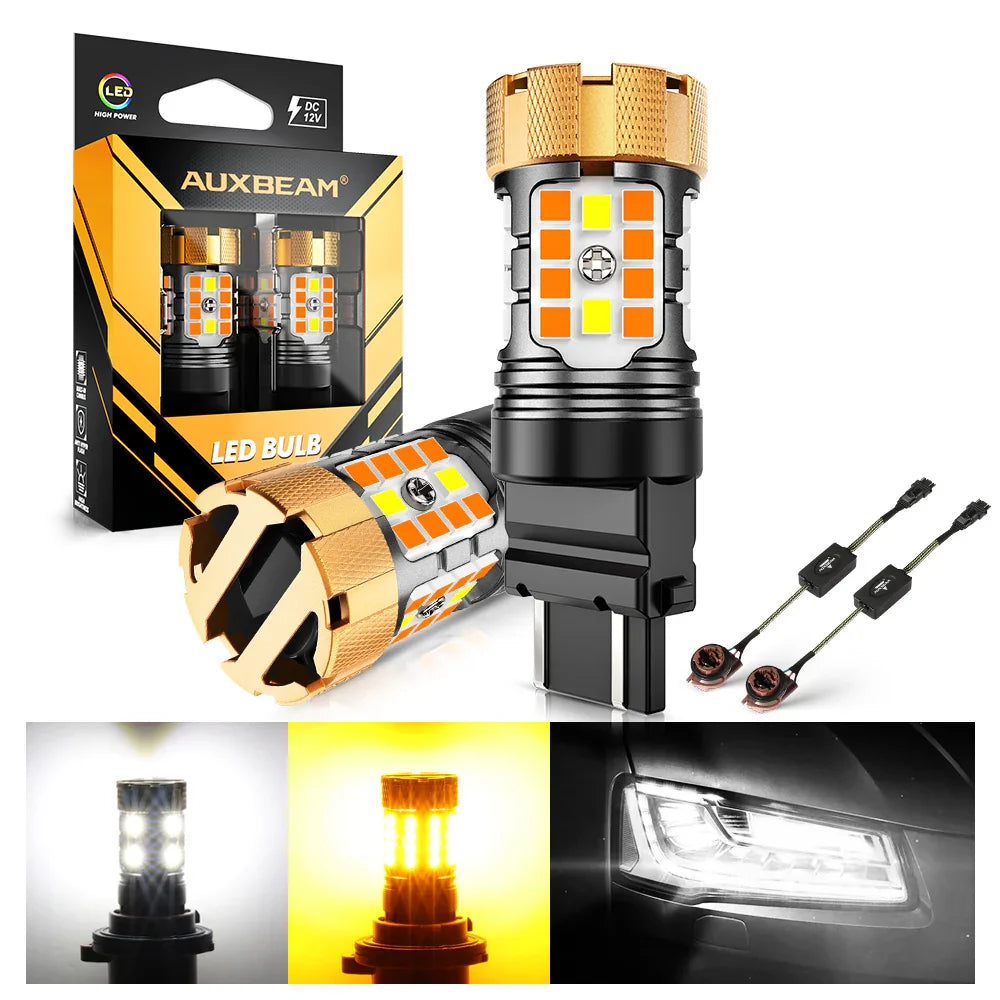T25 3157D LED Front Turn Signal & DRL Light Bulbs 500% High