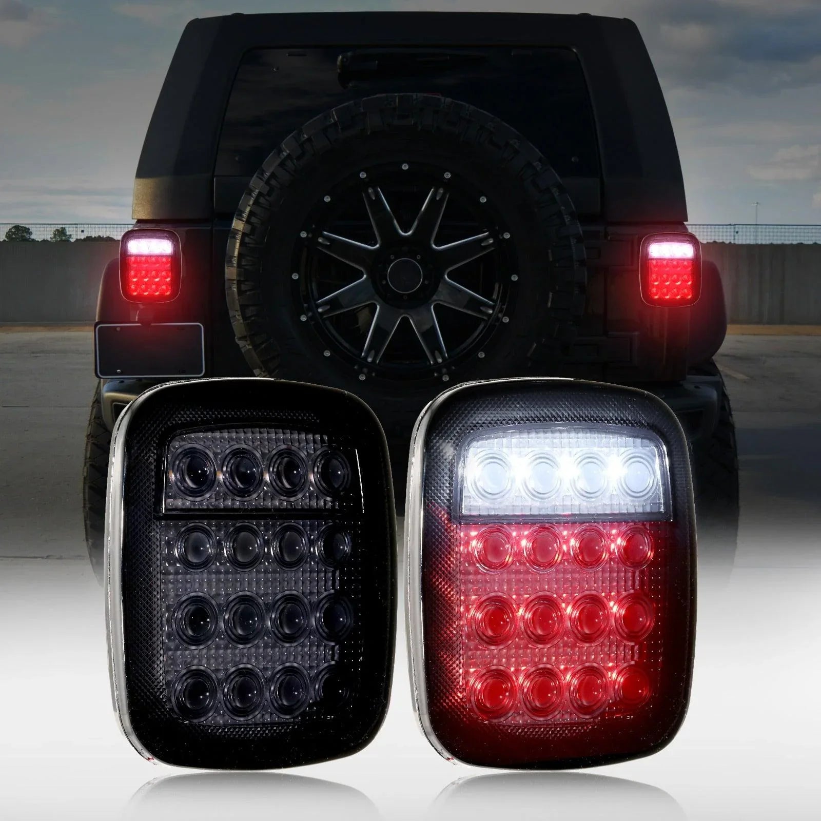 2pcs/set) Universal Tail Lights 16LEDs for Jeep Wrangler YJ TJ CJ Tru