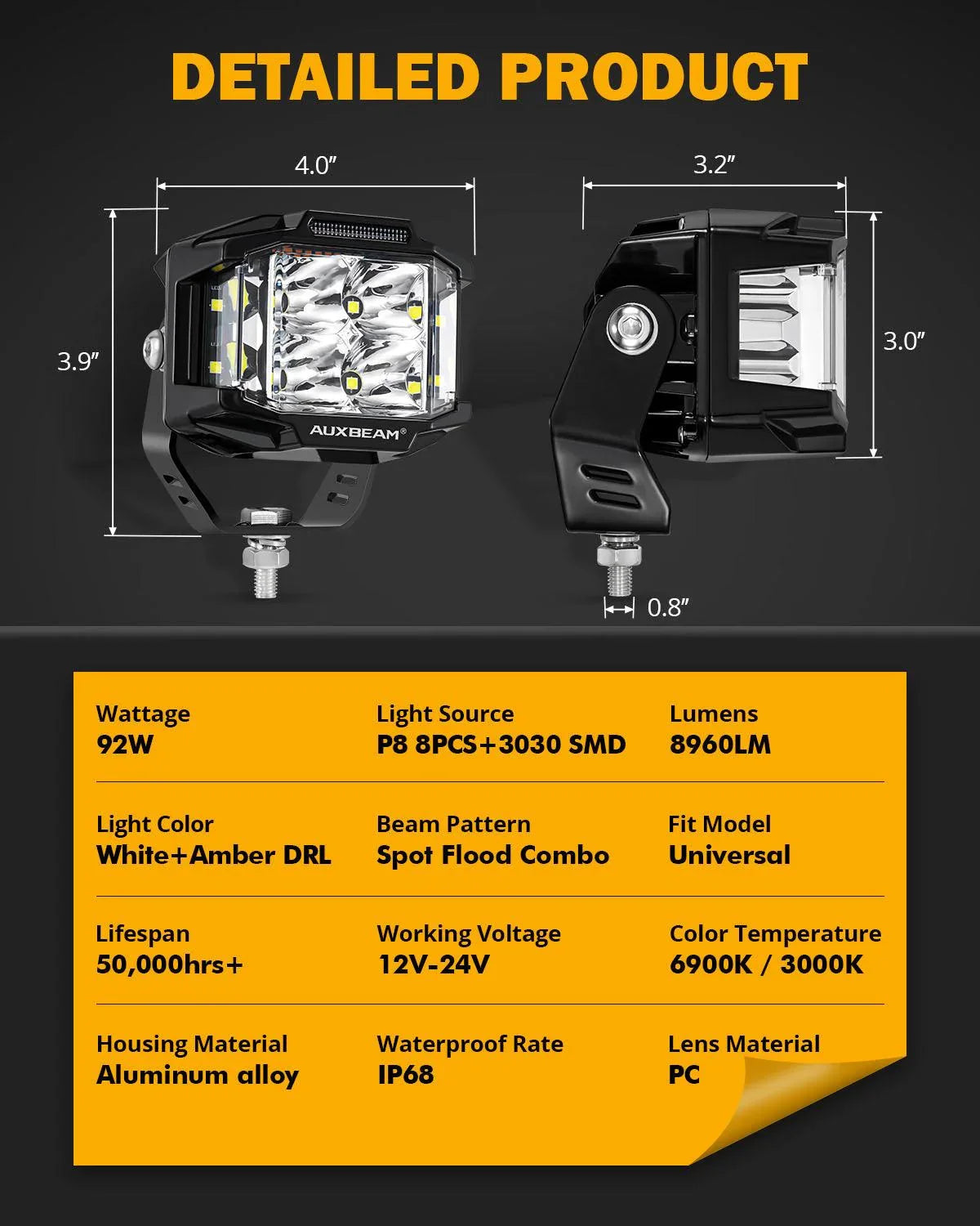 Auxbeam V-MAXシリーズ ポッド ドライビングライト、4x2.5インチ Amazon.co.jp: Auxbeam V-MAXシリーズ 72W LED ポッド ドライビング