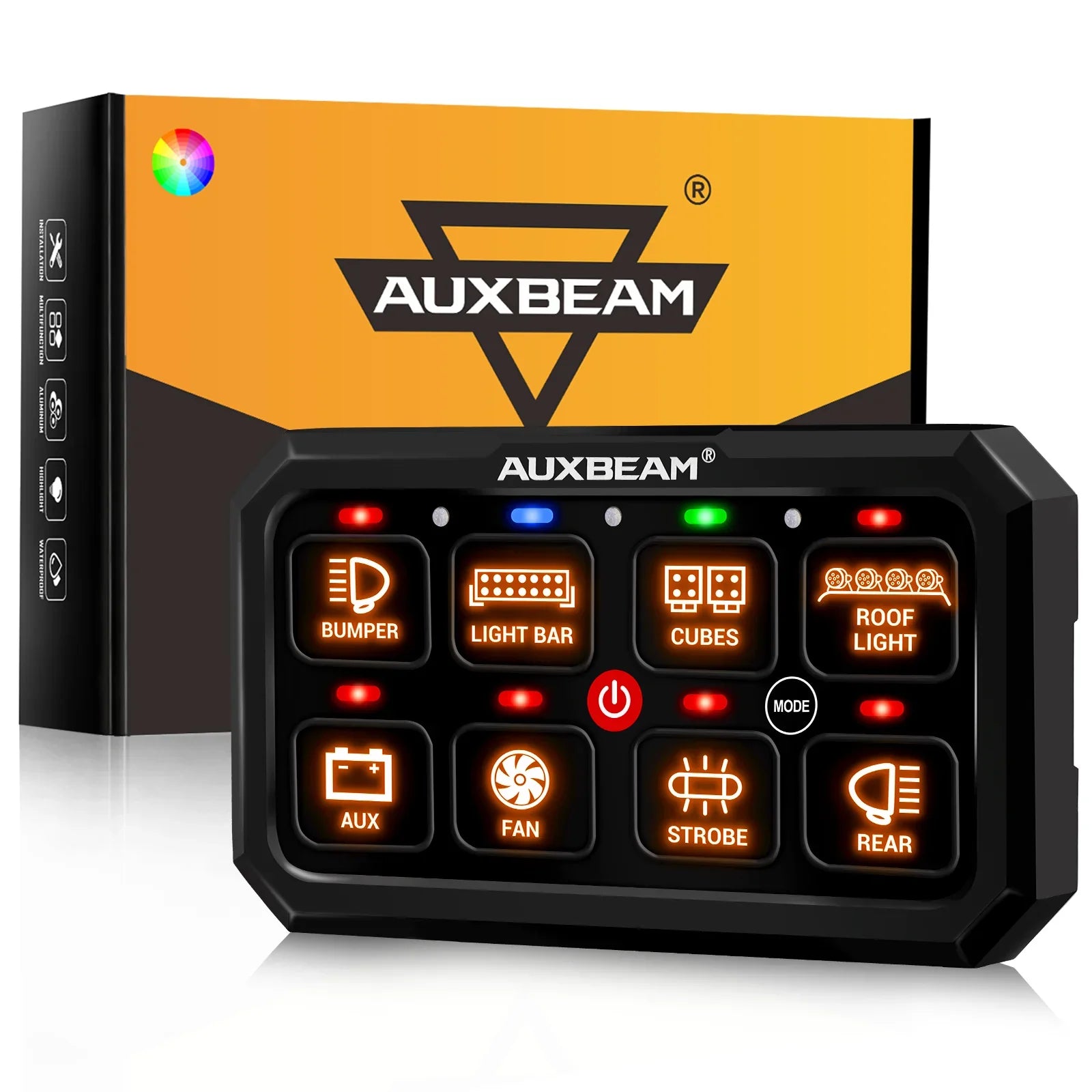 Auxbeam® RB80 XL RGB Switch Panel with APP, Toggle/ Momentary