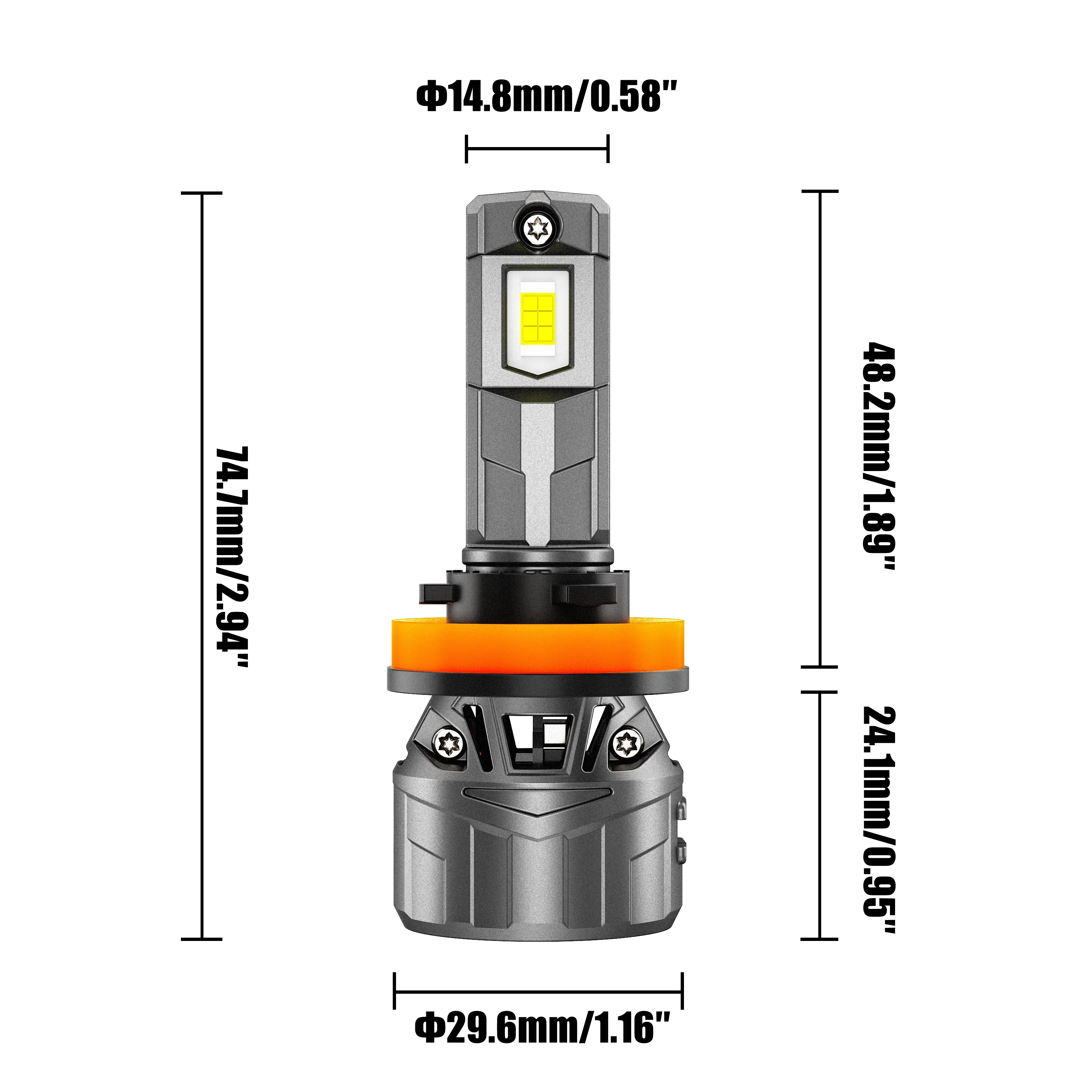 Auxbeam® H11/H9/H8 LED Headlight Bulb|1:1 Mini Size LED Headlight
