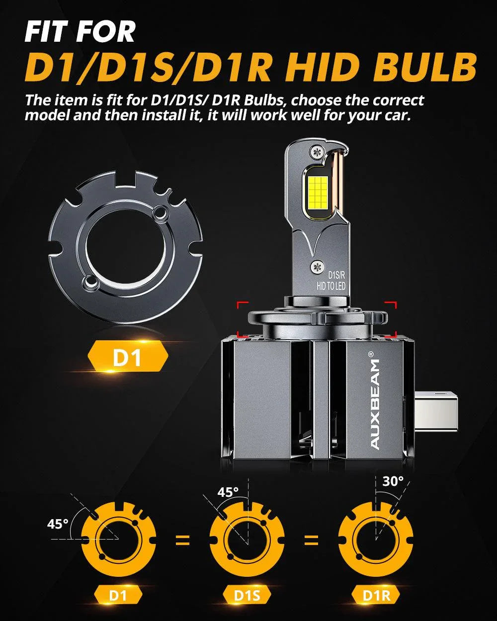 Auxbeam® D1 D1S D1R LED Headlight Bulb | Super Bright D-PRO Series
