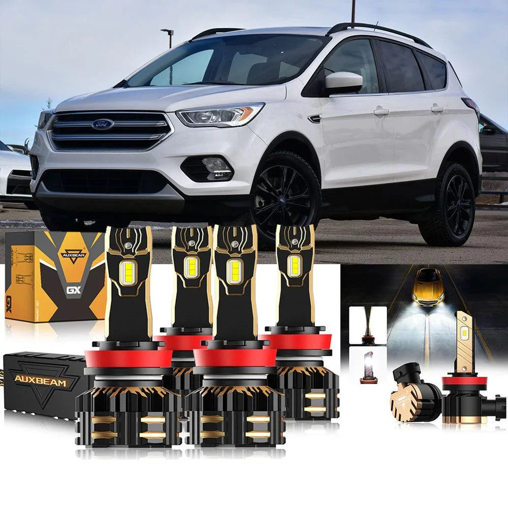AUIMSOCO 6-Piece LED Headlight & Fog Light Kit For Ford Escape 2017-2020 – 9005 HB3 High Beam + H11 Low Beam + H11 Fog, 6000K, 50W, 5-Year Warranty