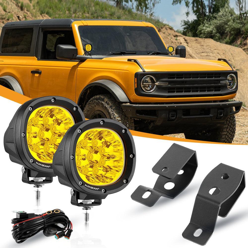 Auxbeam® 4 Inch 90W Round LED Driving Lights Spot Yellow with A