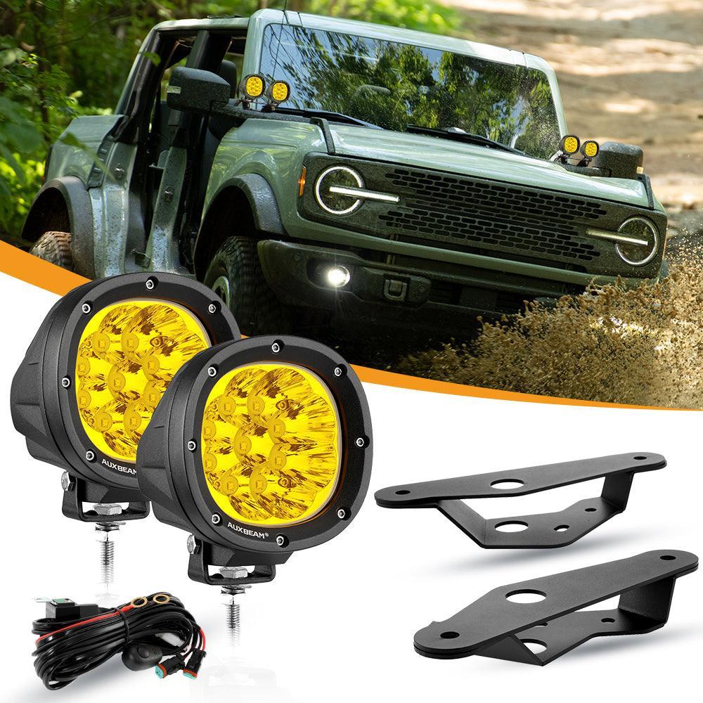 Auxbeam® 4 Inch 90W Round Yellow Spot LED Driving Lights with Dual