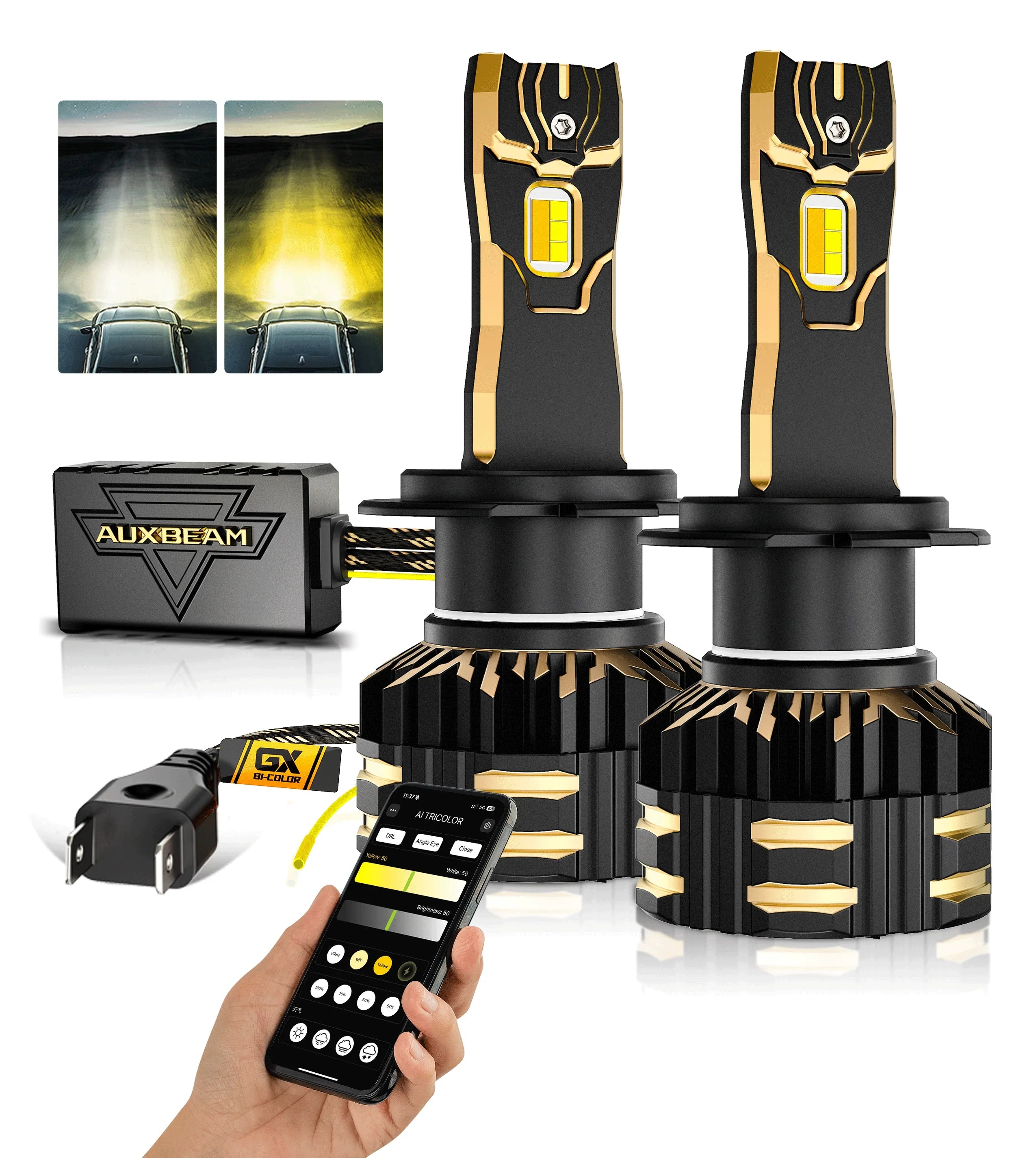 Smart LED Headlight Bulbs | Auxbeam GX Bi-Color