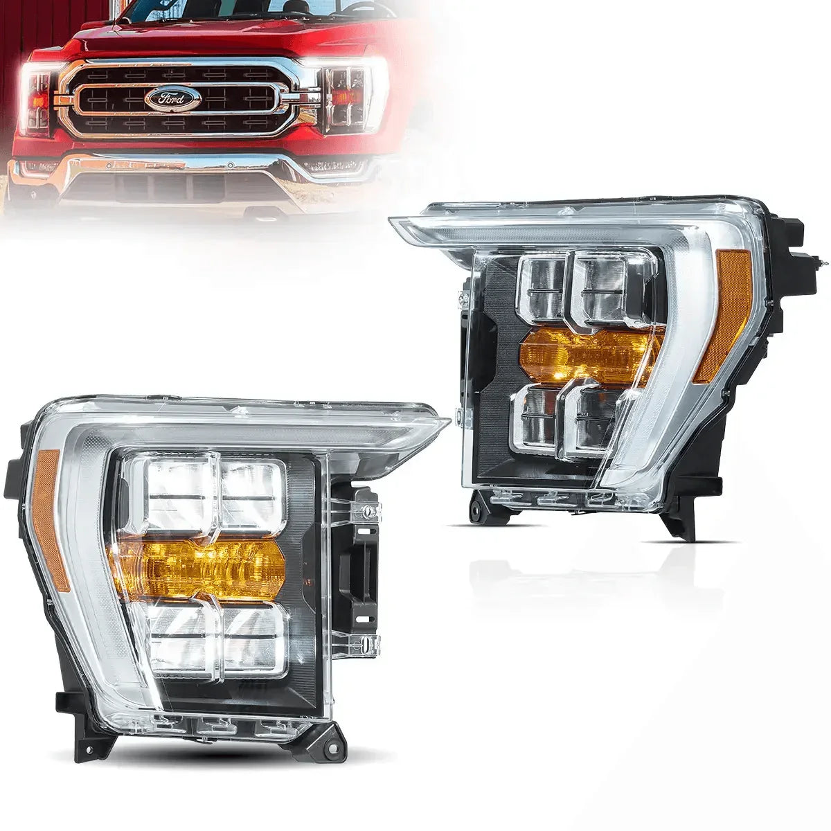 Led Assy 2021 22 23 Ford F150 14th Gen LED Headlight Assembly Reflection Bowl Chrome