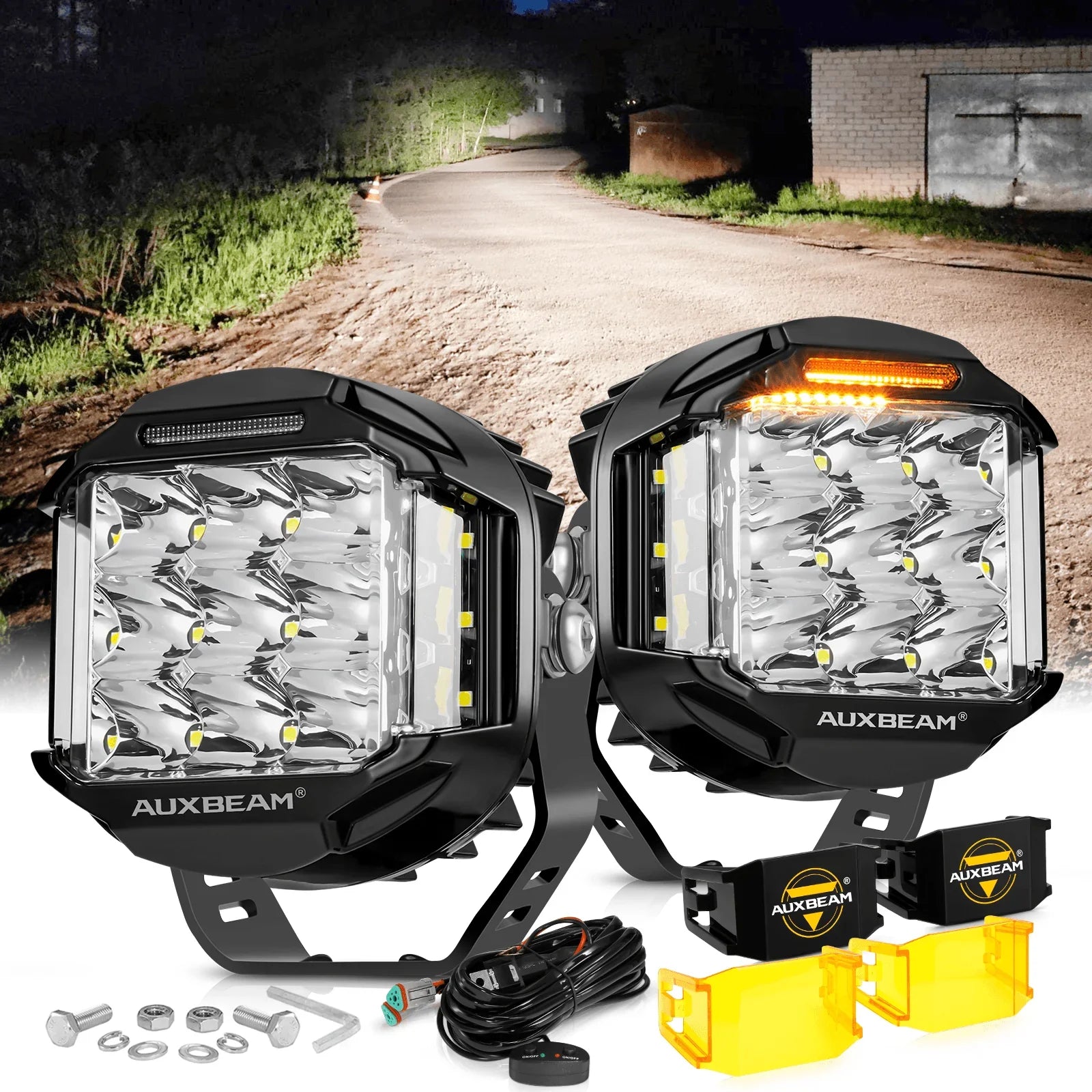 V-MAX Series 4/5/7 Inch Spot Beam Side Shooter LED Pod Lights with Amb