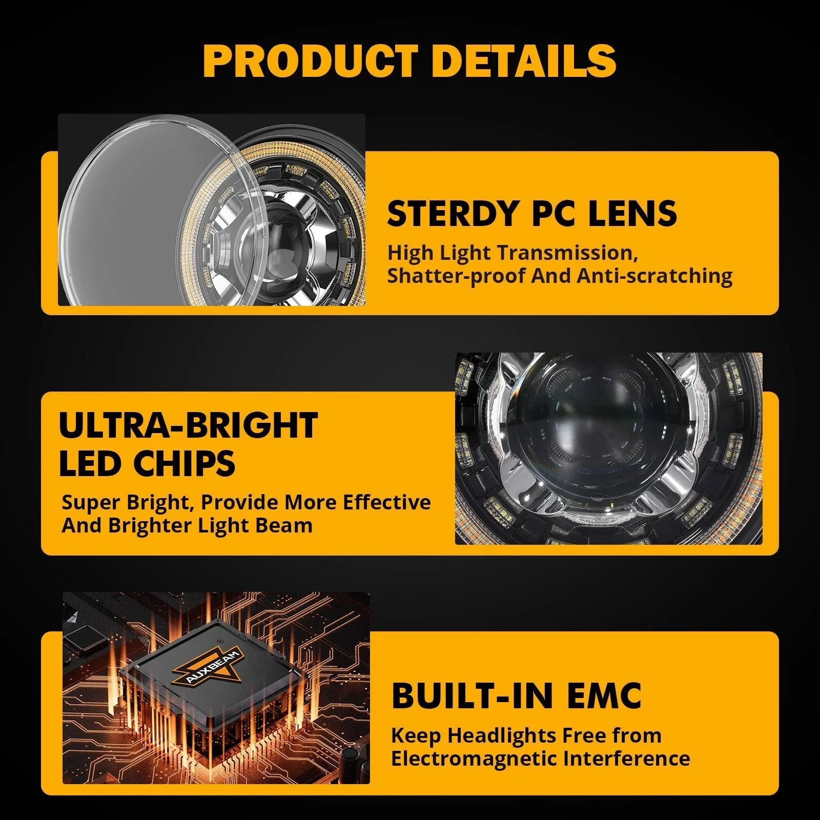 Starlight Flow Series 7 Inch 135W DOT Approved LED Headlights with DRL