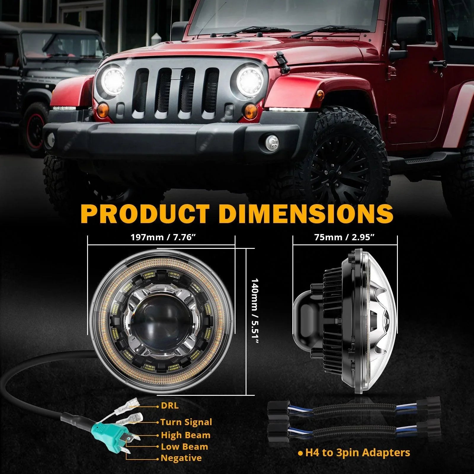 Starlight Flow Series 7 Inch 135W DOT Approved LED Headlights with DRL