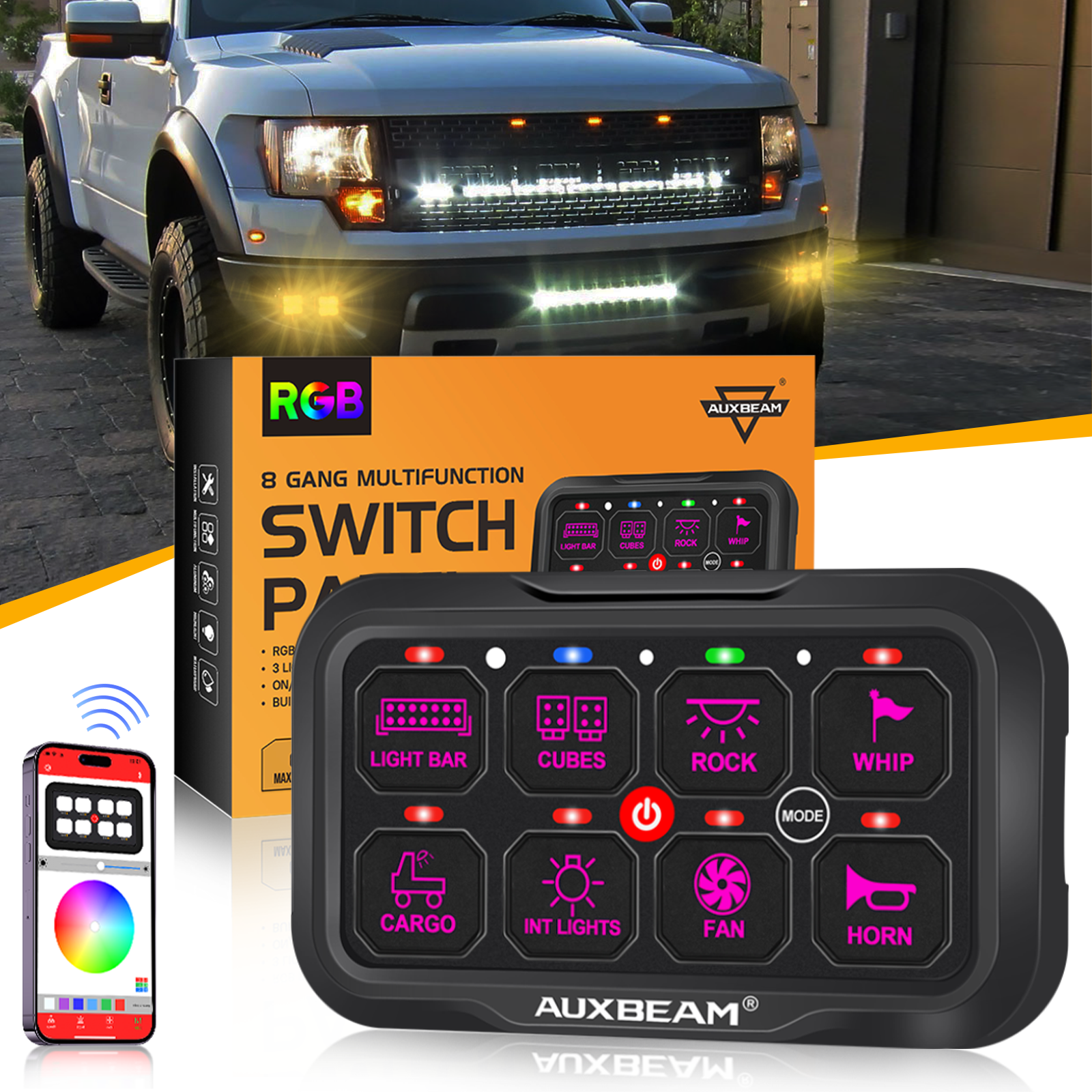 Auxbeam switch panel silverado | 8 Gang Switch panel for