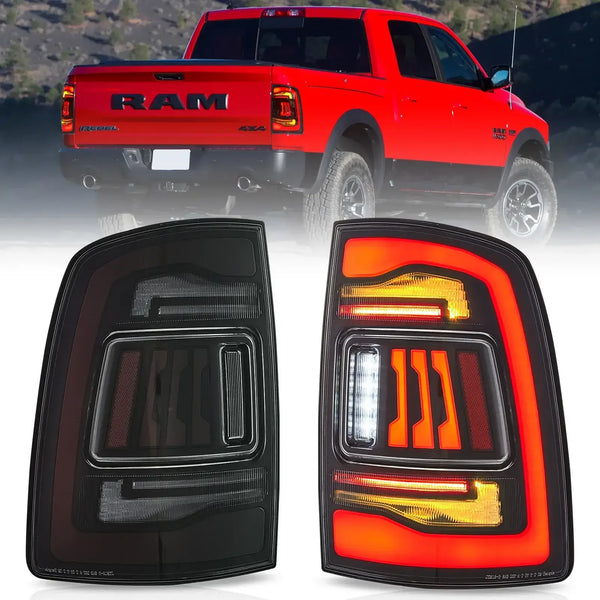 2009-2018 Dodge Ram Upgrade LED Tail Lights Assembly With Amber Turn Signal