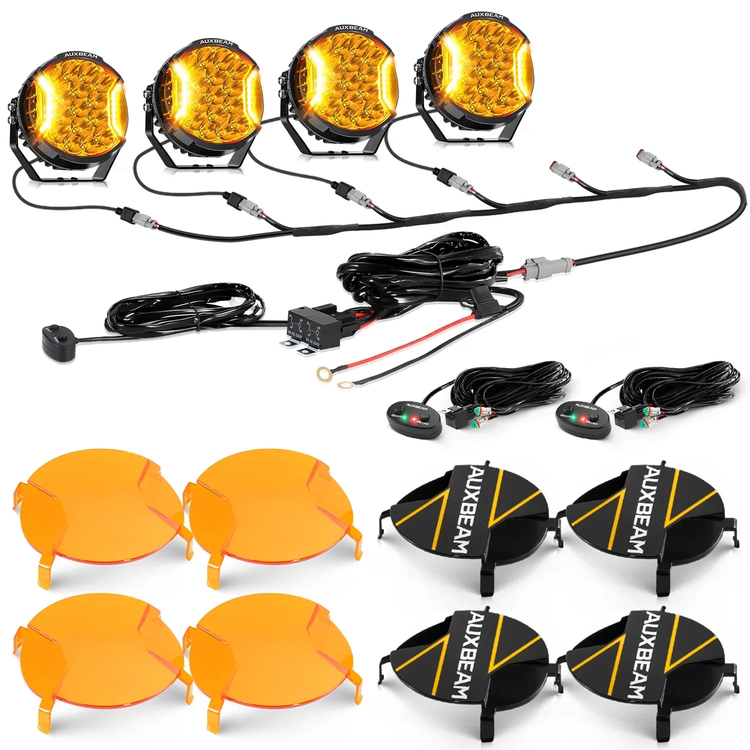 V-ULTRA Series | 7 Inch 226W LED Side Shooter Amber Pod Lights with Am