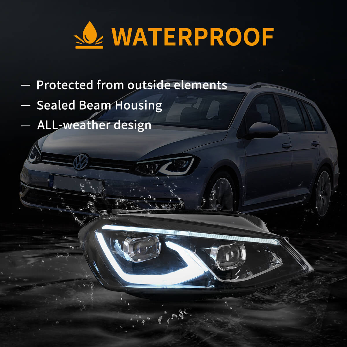Car Headlight Cover Clear Lens Auto Shell Cover Replacement for VW for Golf  7.5(Driver Side)