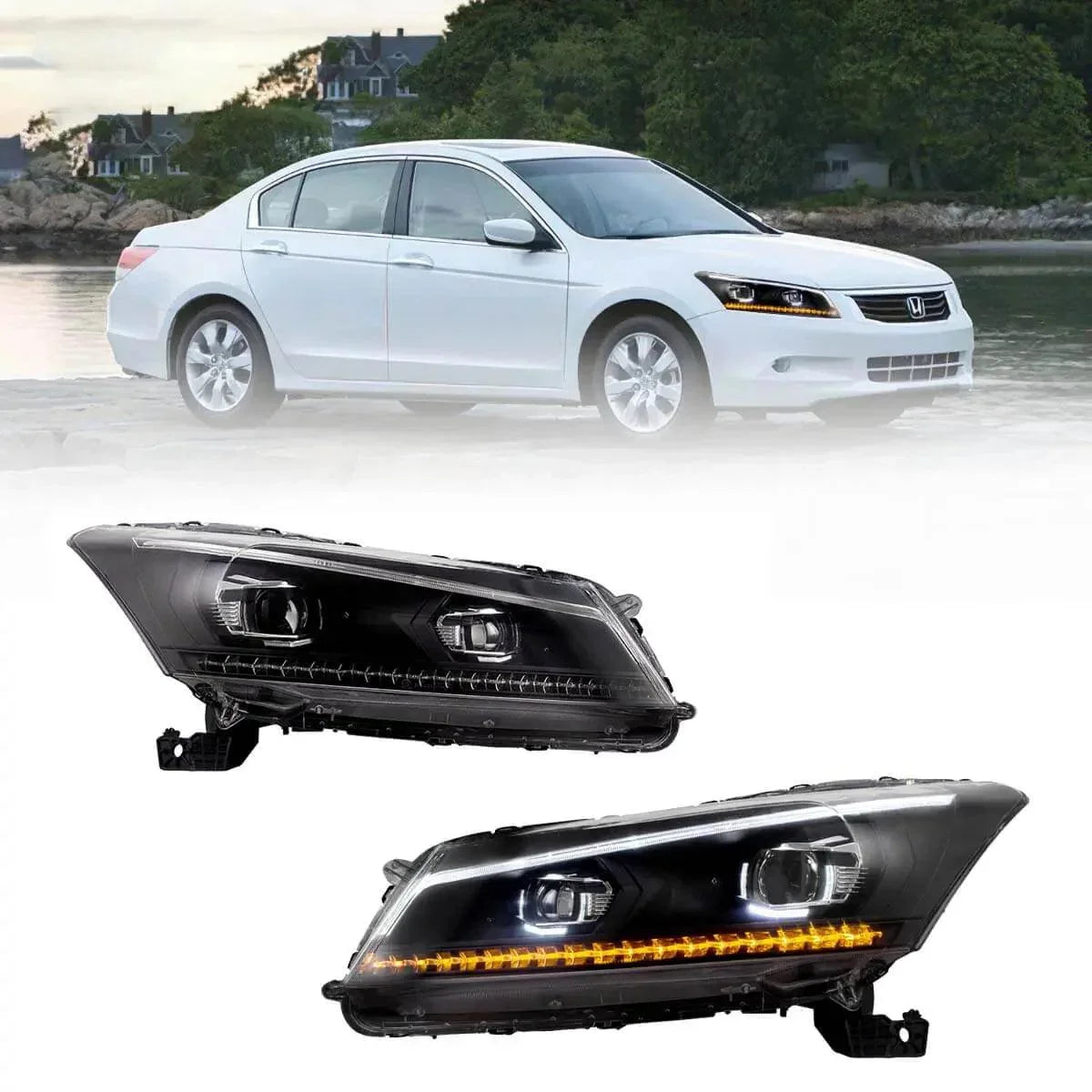 Driver Side Headlight Assembly For Honda Accord Sedan 2008-2012 – Black Housing, Clear Lens